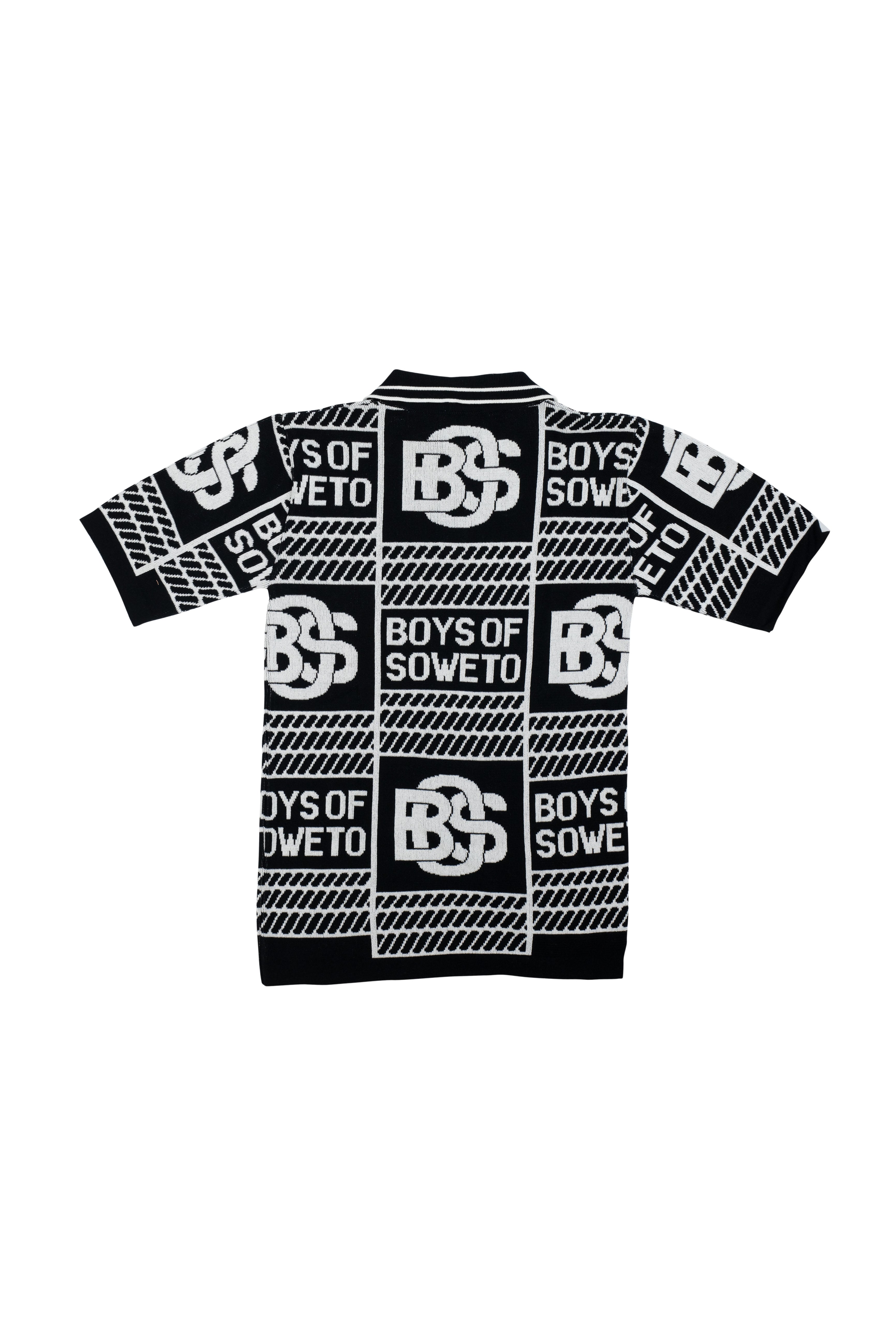 Print Pattern Golf T-shirt - Black & White