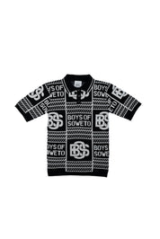 Print Pattern Golf T-shirt - Black & White