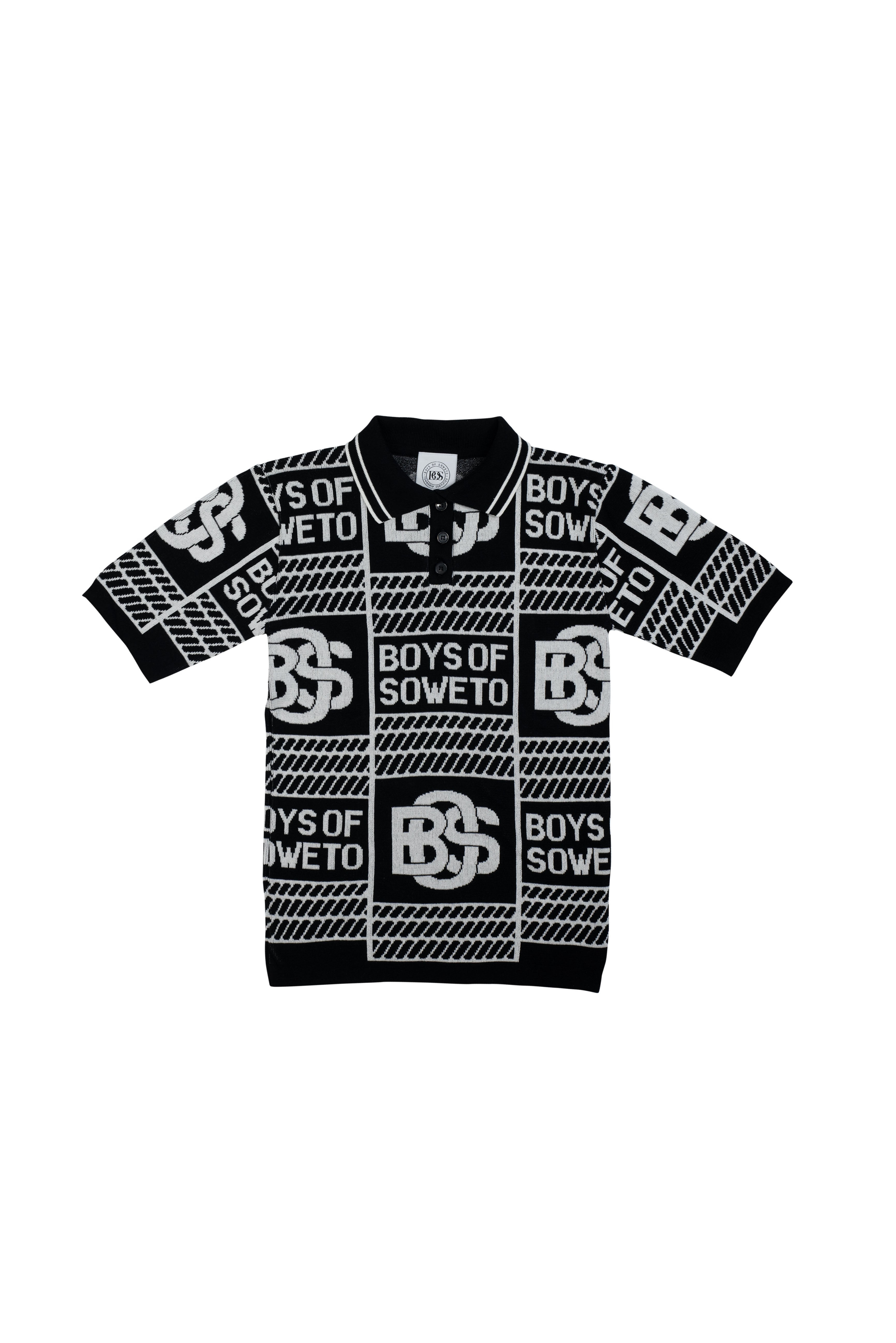 Print Pattern Golf T-shirt - Black & White