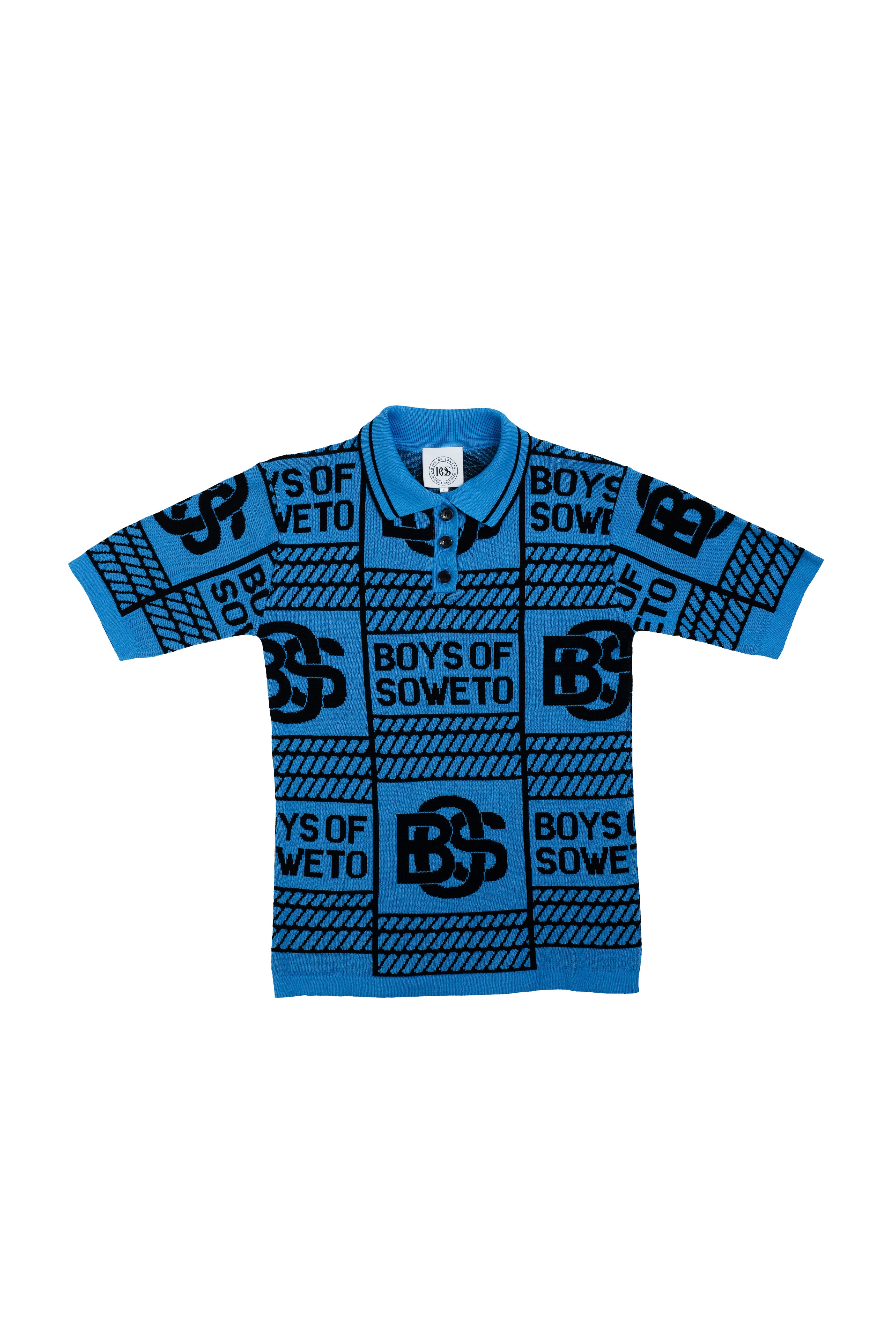 Print Pattern Golf T-shirt - Blue & Black