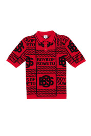 Printed Pattern Golf T-shirt - Red & Black