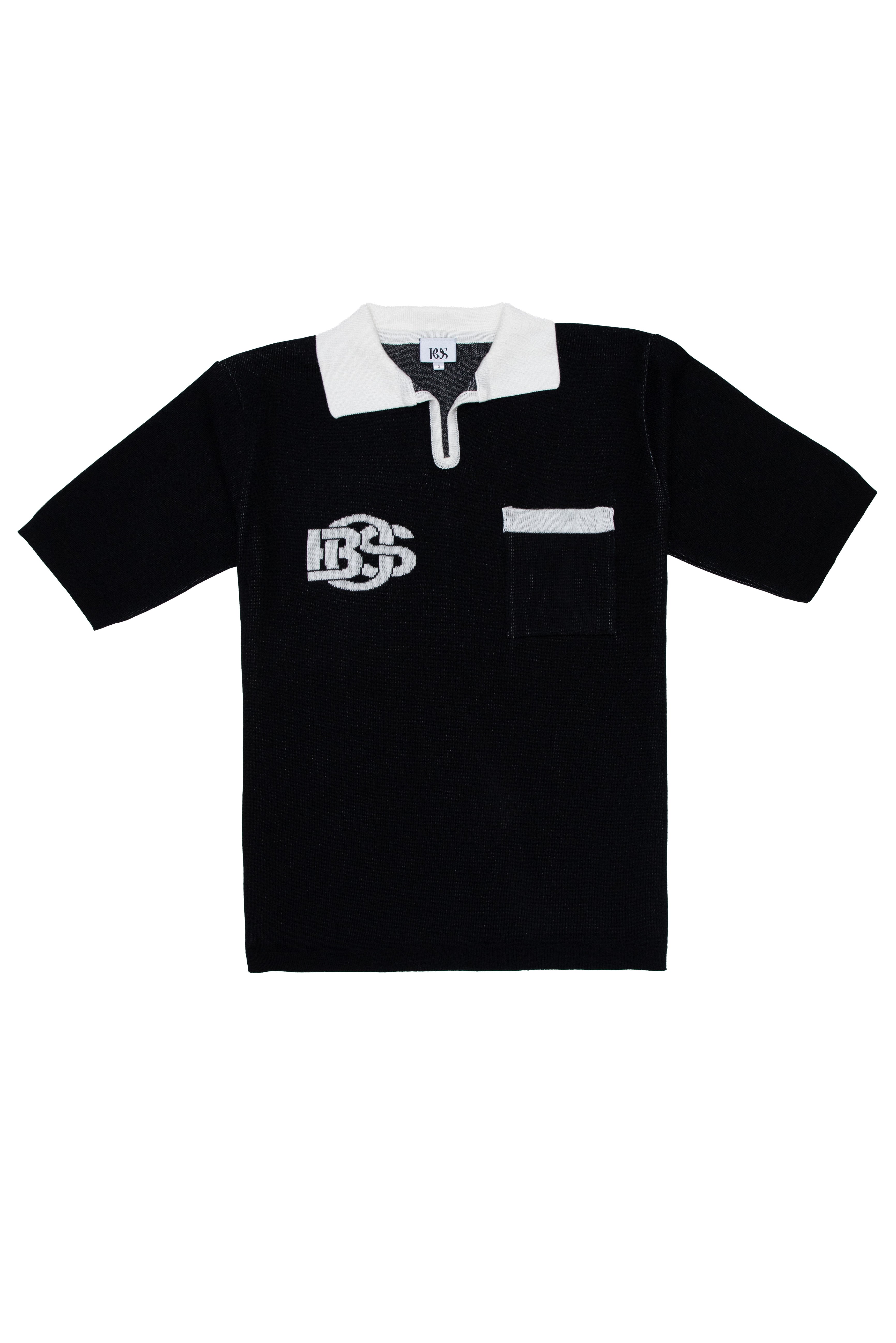 Retro V-Neck Golf T-shirt - Black & White