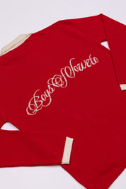 Retro Long Sleeve Golf shirt - Red & Ecru