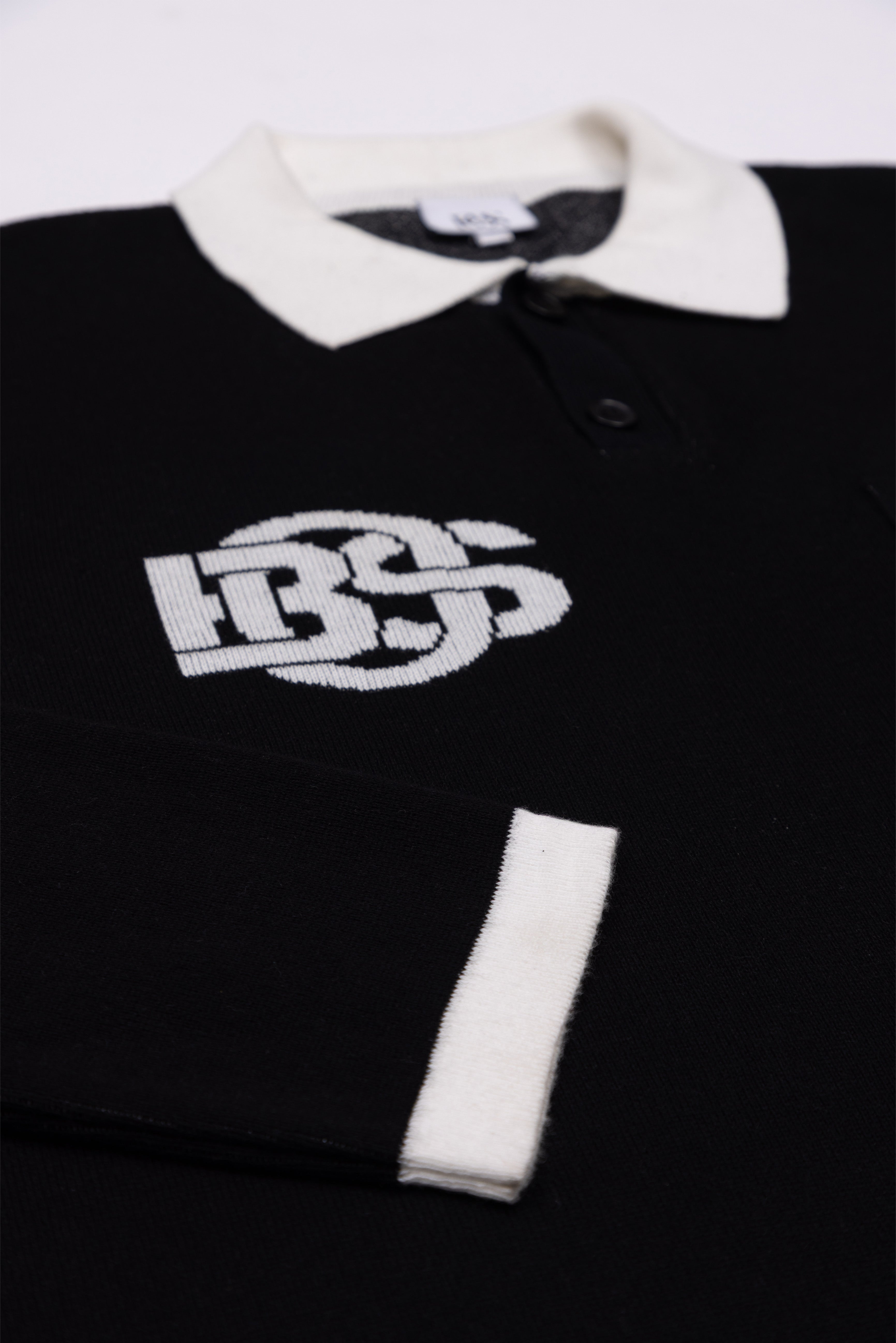 Retro Longsleeve golf shirt - Black & White