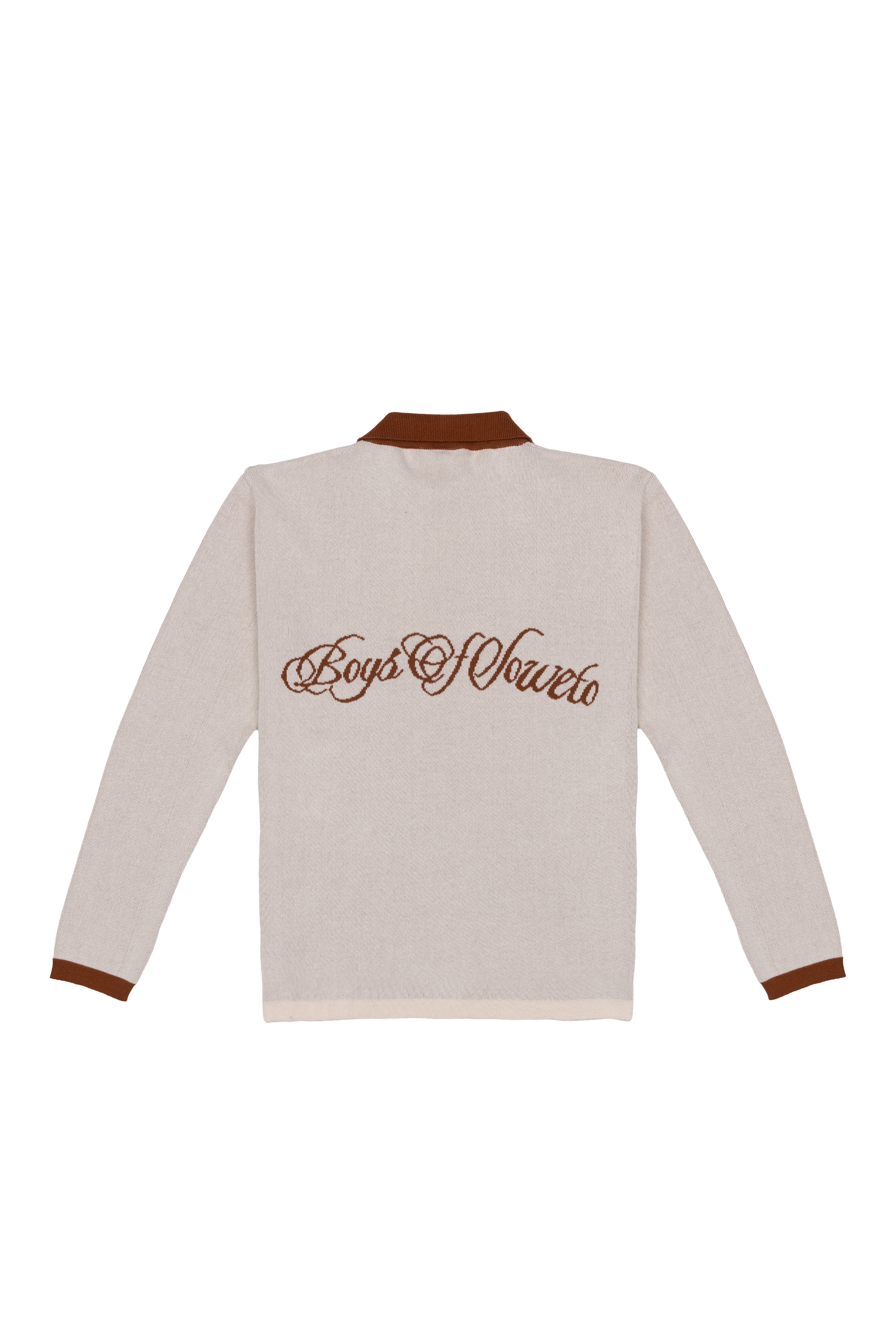 Retro Long Sleeve Golf shirt - Ecru & Bronze