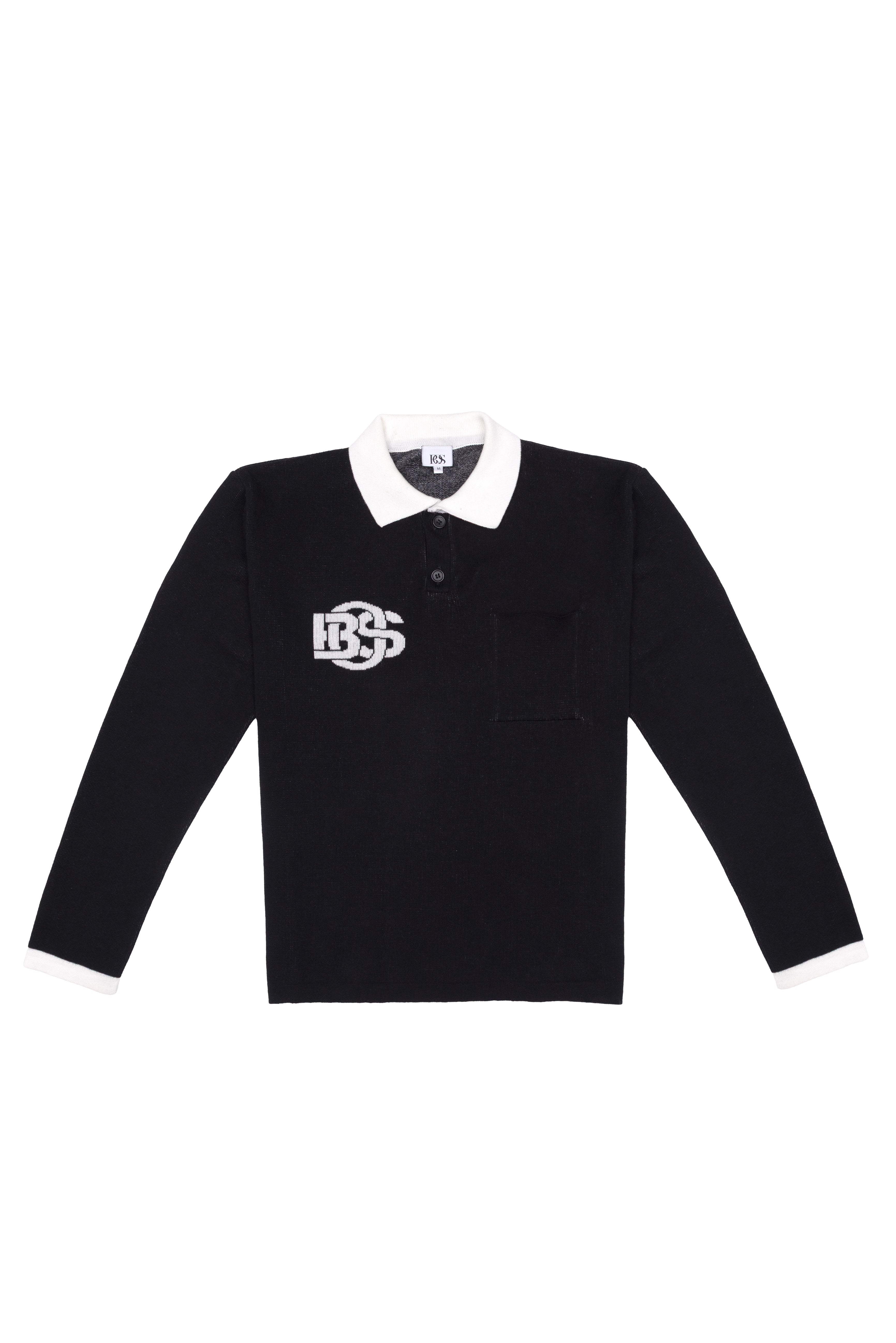 Retro Longsleeve golf shirt - Black & White