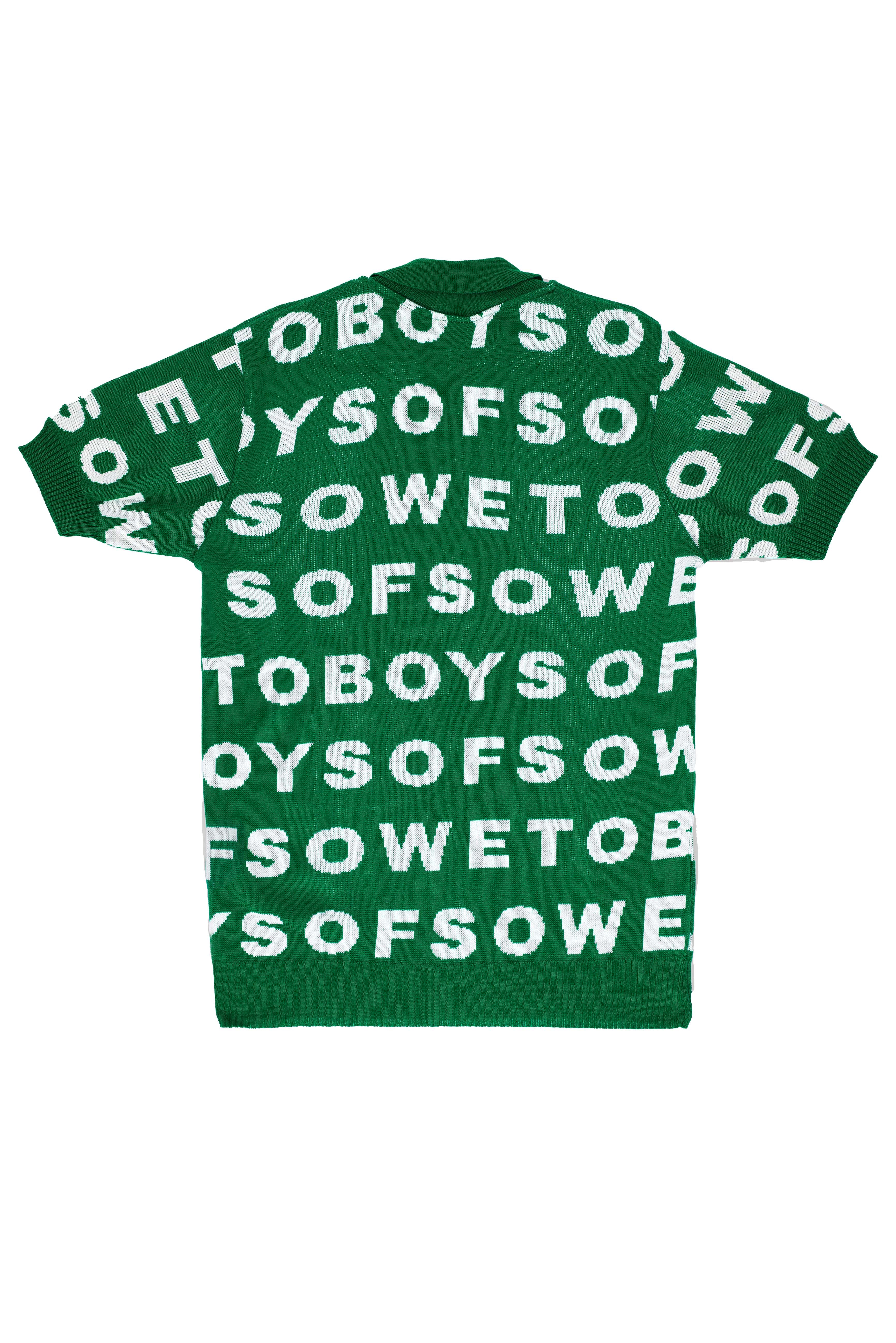 Knit Golf T-shirt - Green & White