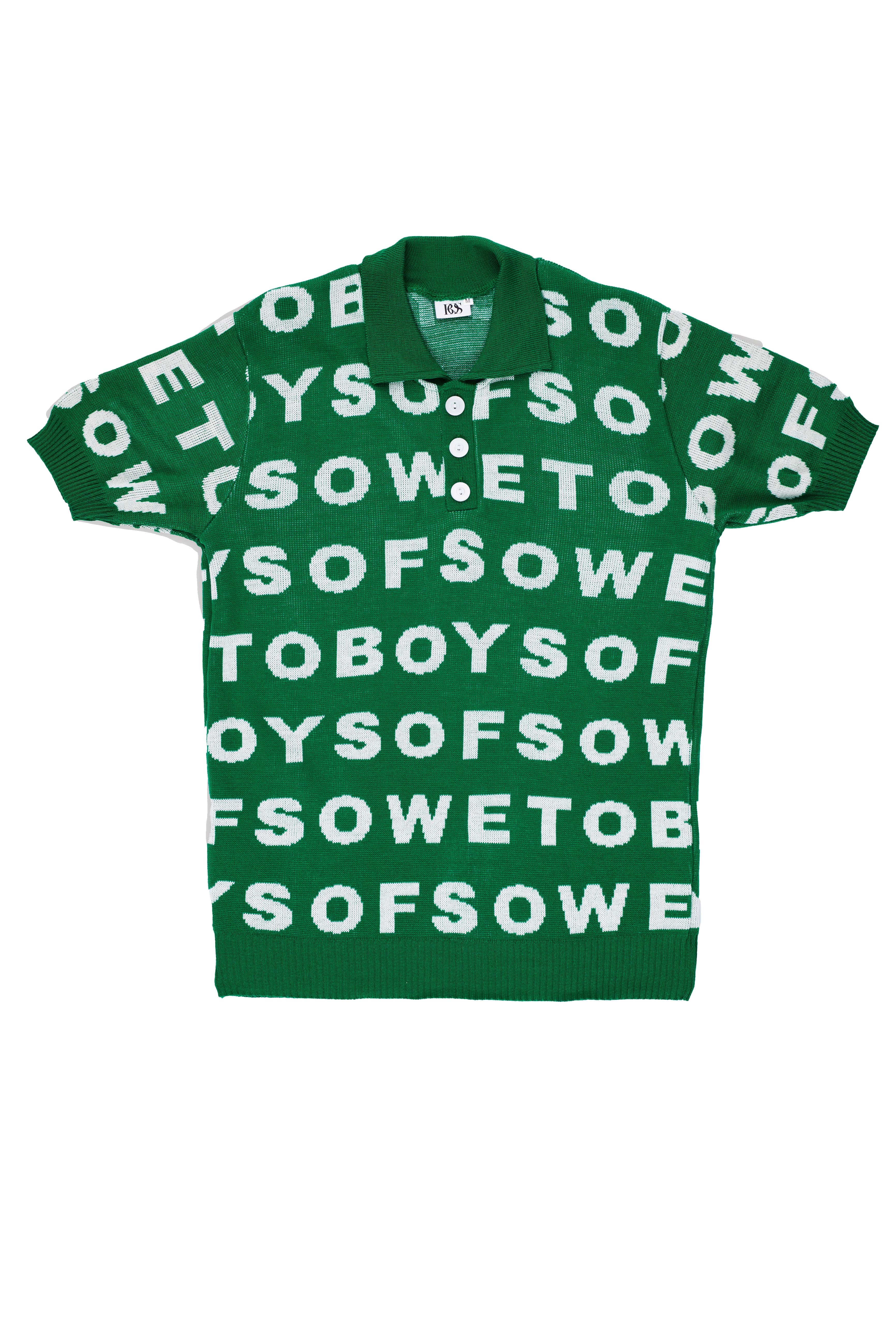 Knit Golf T-shirt - Green & White