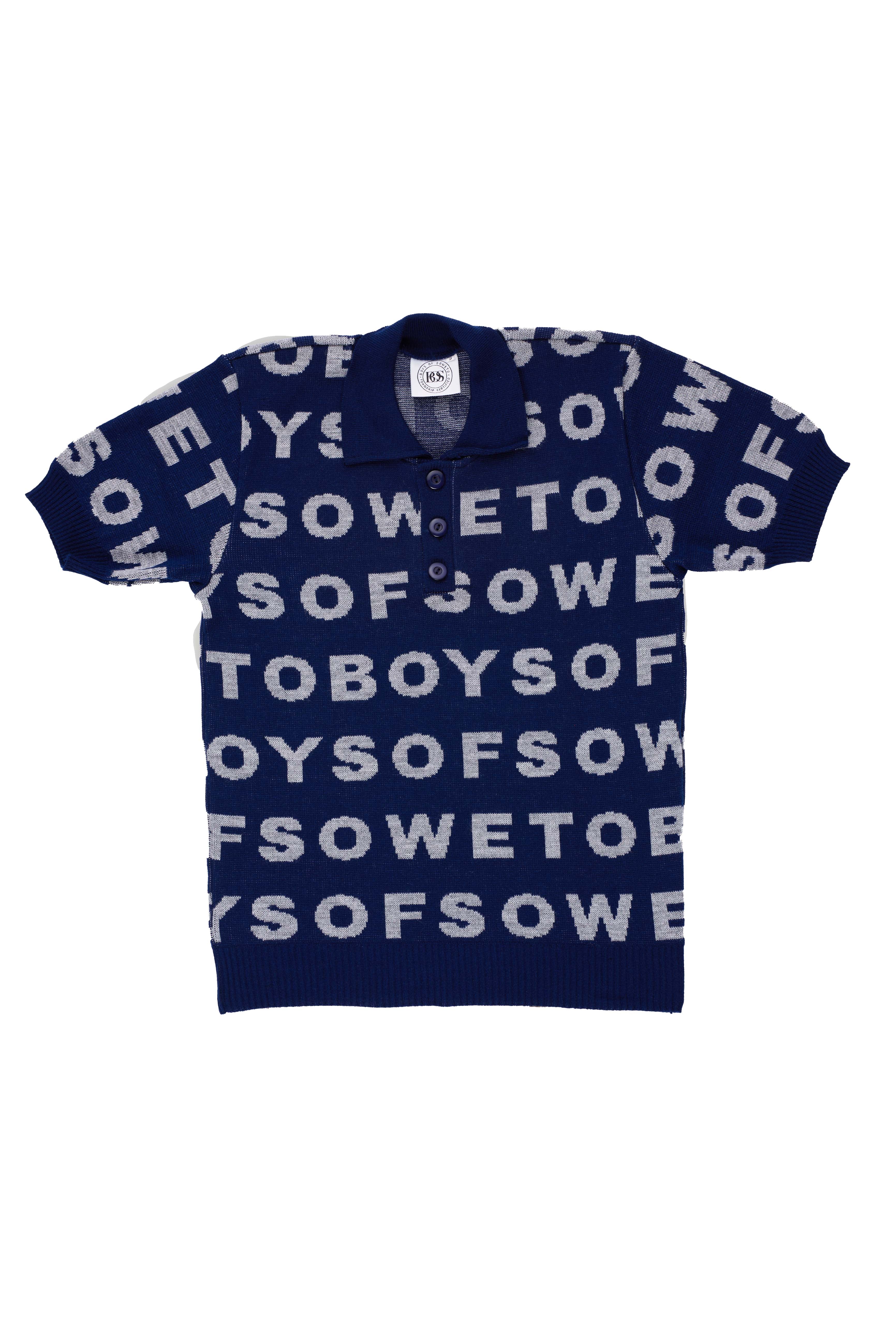 Knit Golf T-shirt - Navy & Grey