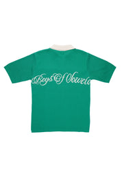Retro V-Neck Golf T-shirt - Green & Ecru