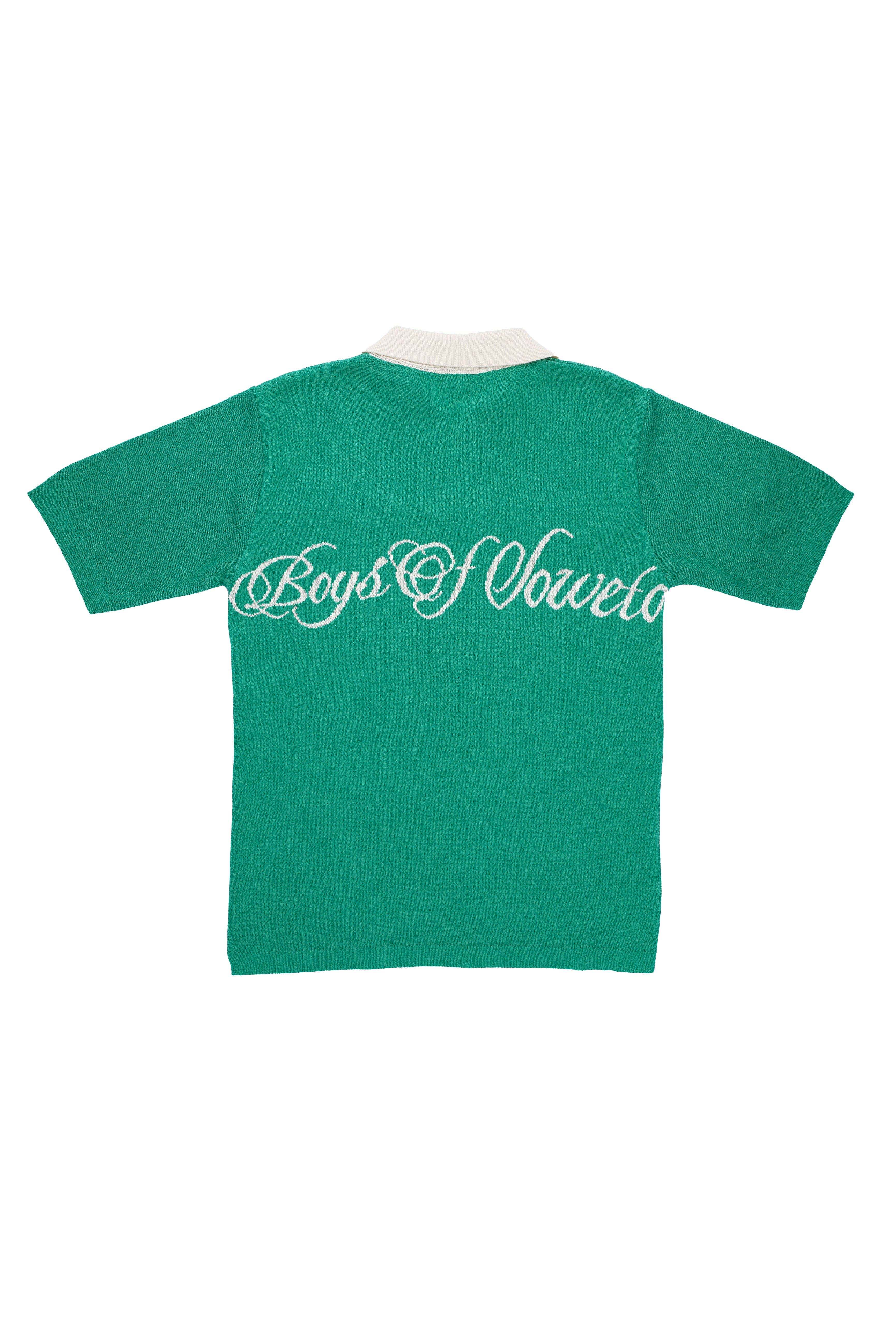 Retro V-Neck Golf T-shirt - Green & Ecru