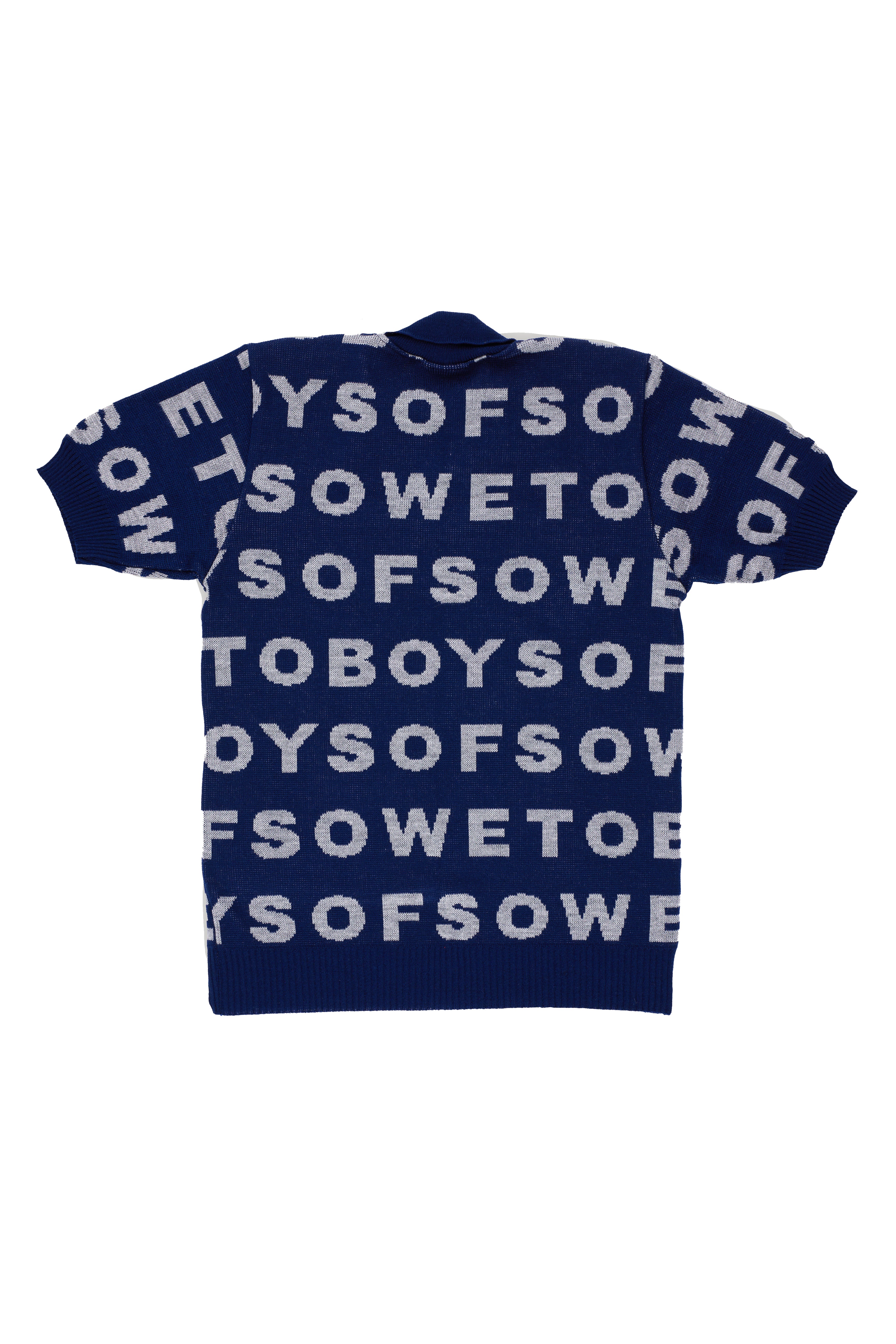 Knit Golf T-shirt - Navy & Grey