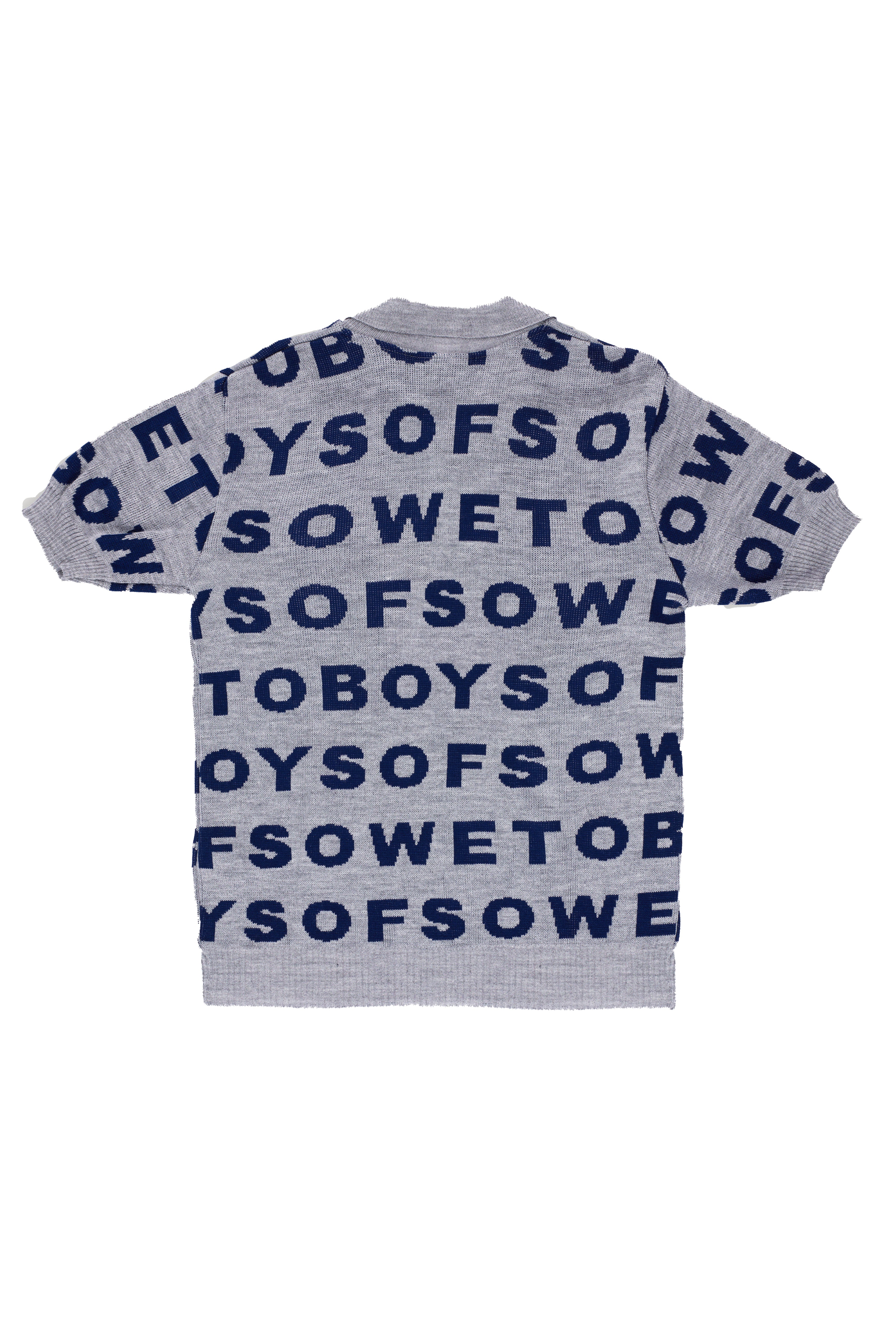Knit Golf T-shirt - Grey & Navy Blue