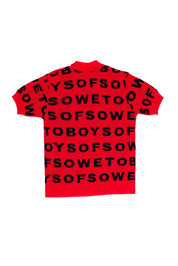 Knit Golf T-shirt - Red & Black