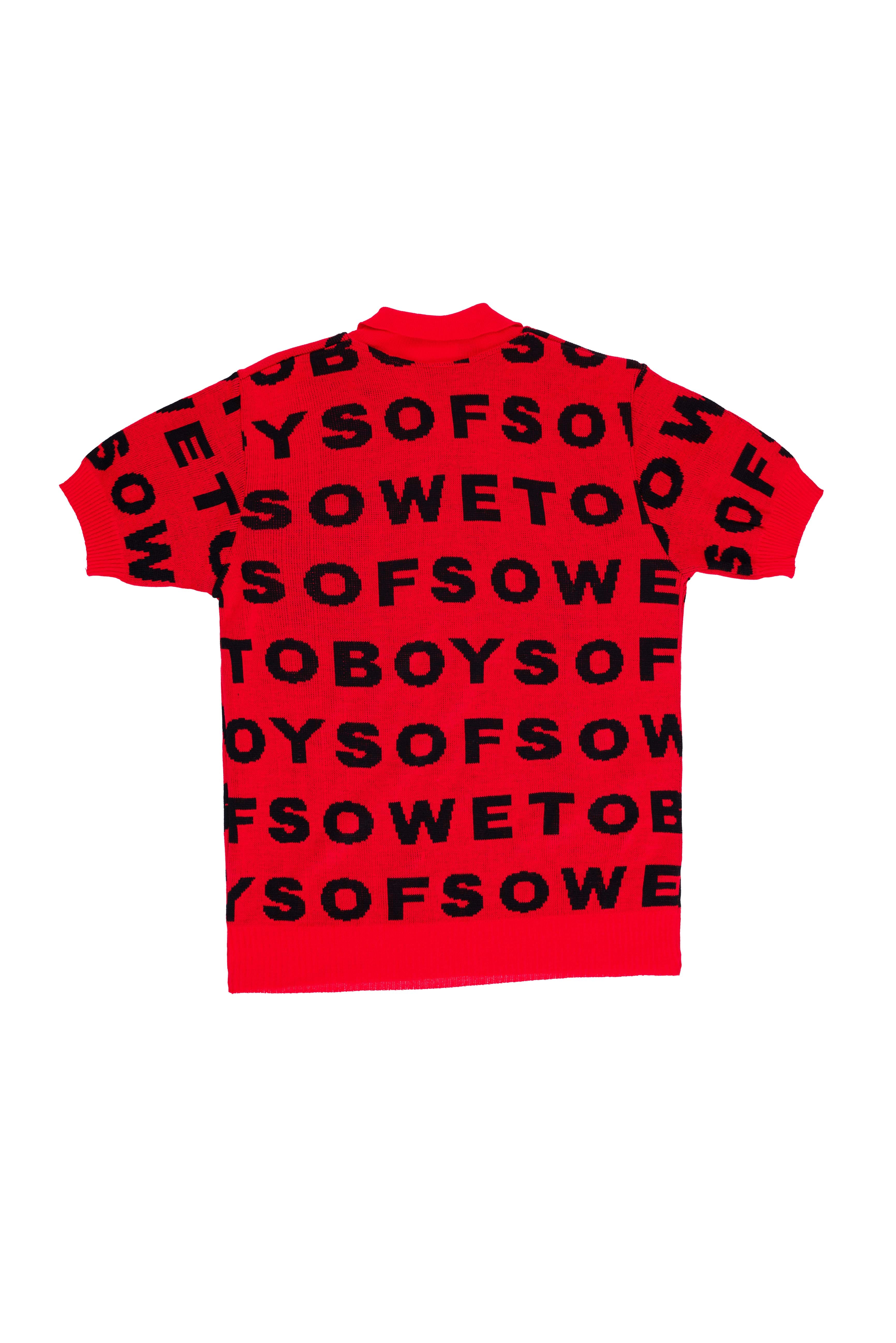 Knit Golf T-shirt - Red & Black