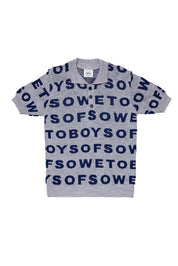 Knit Golf T-shirt - Grey & Navy Blue