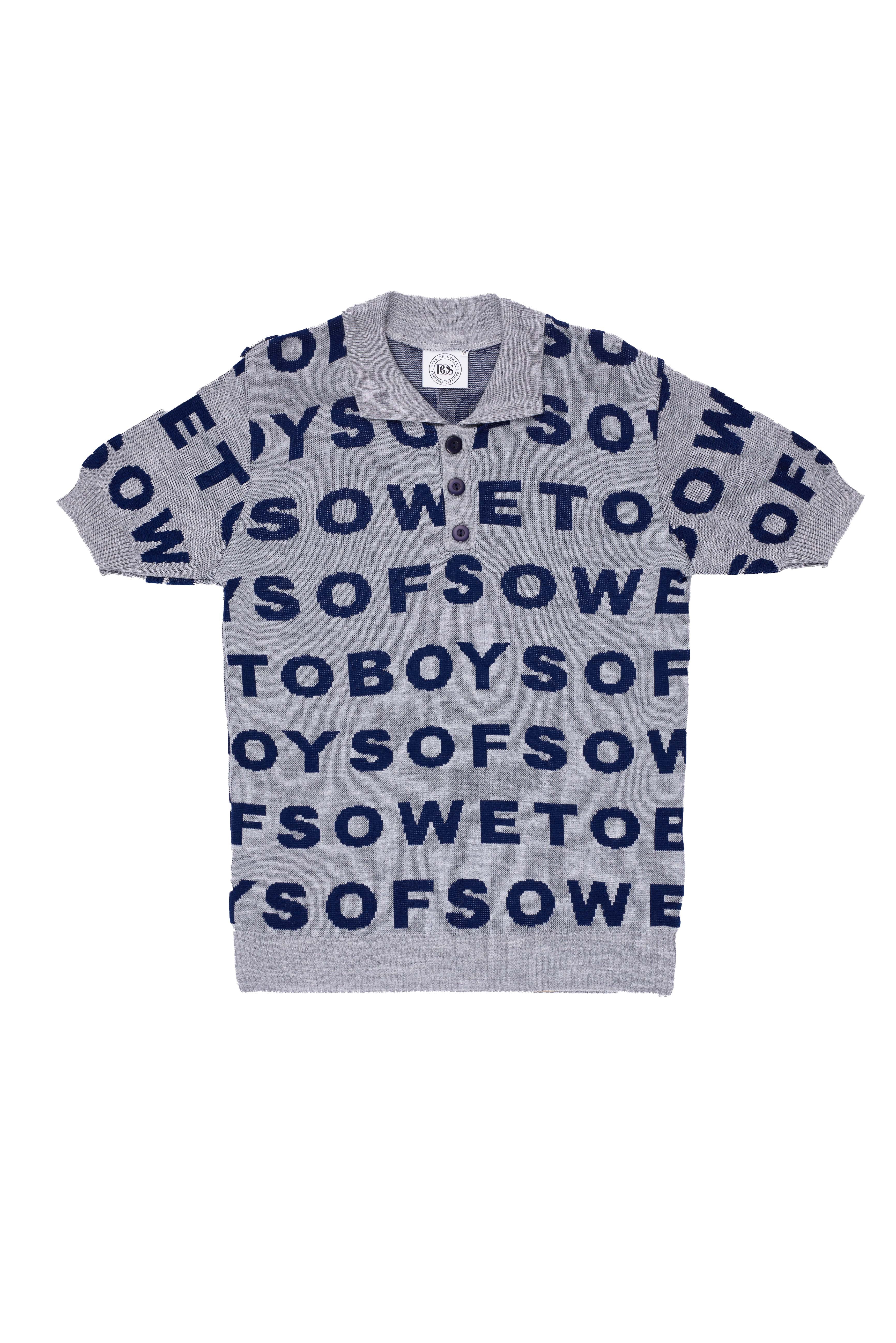 Knit Golf T-shirt - Grey & Navy Blue