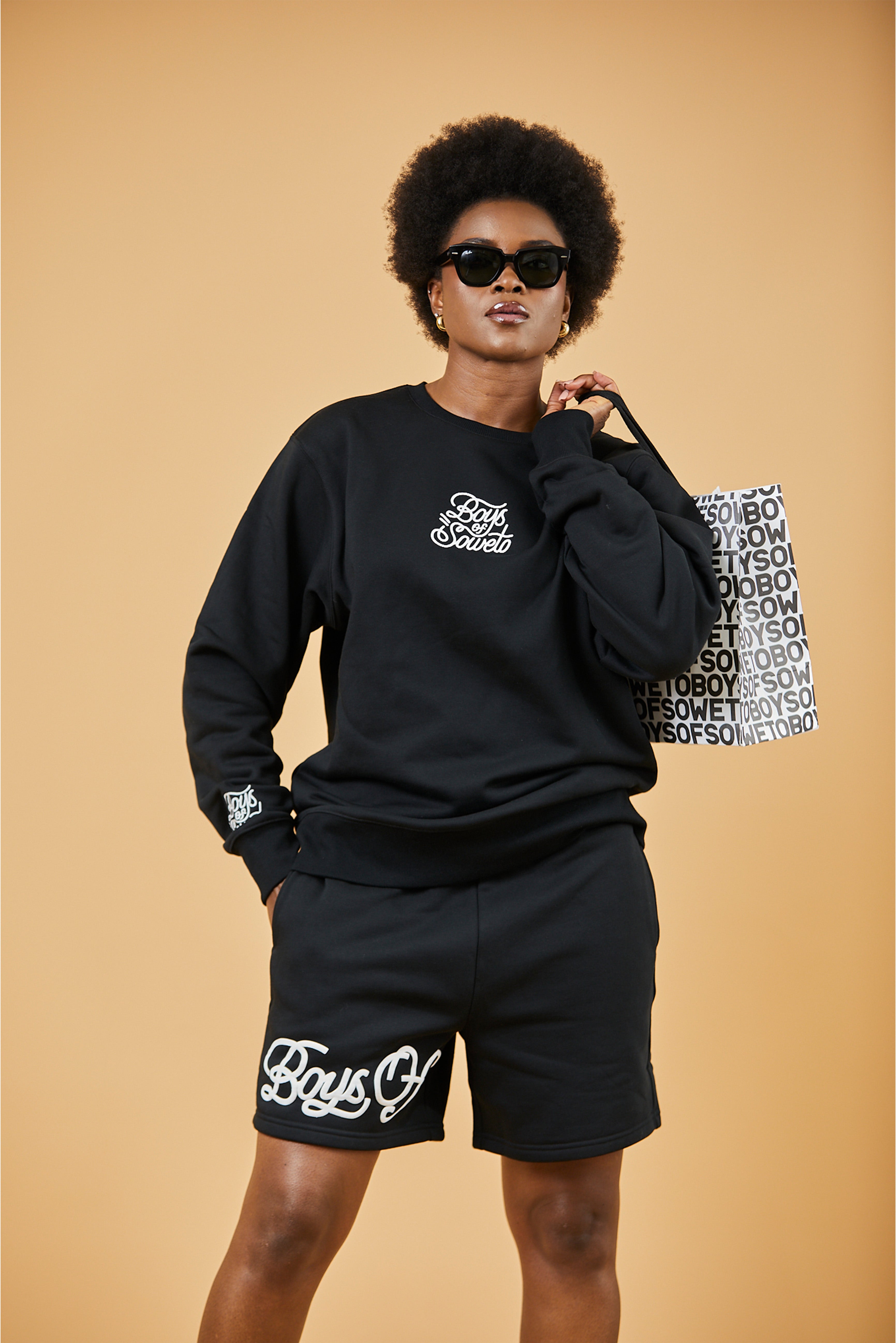 Puff Print Tracksuit Sweater - Black