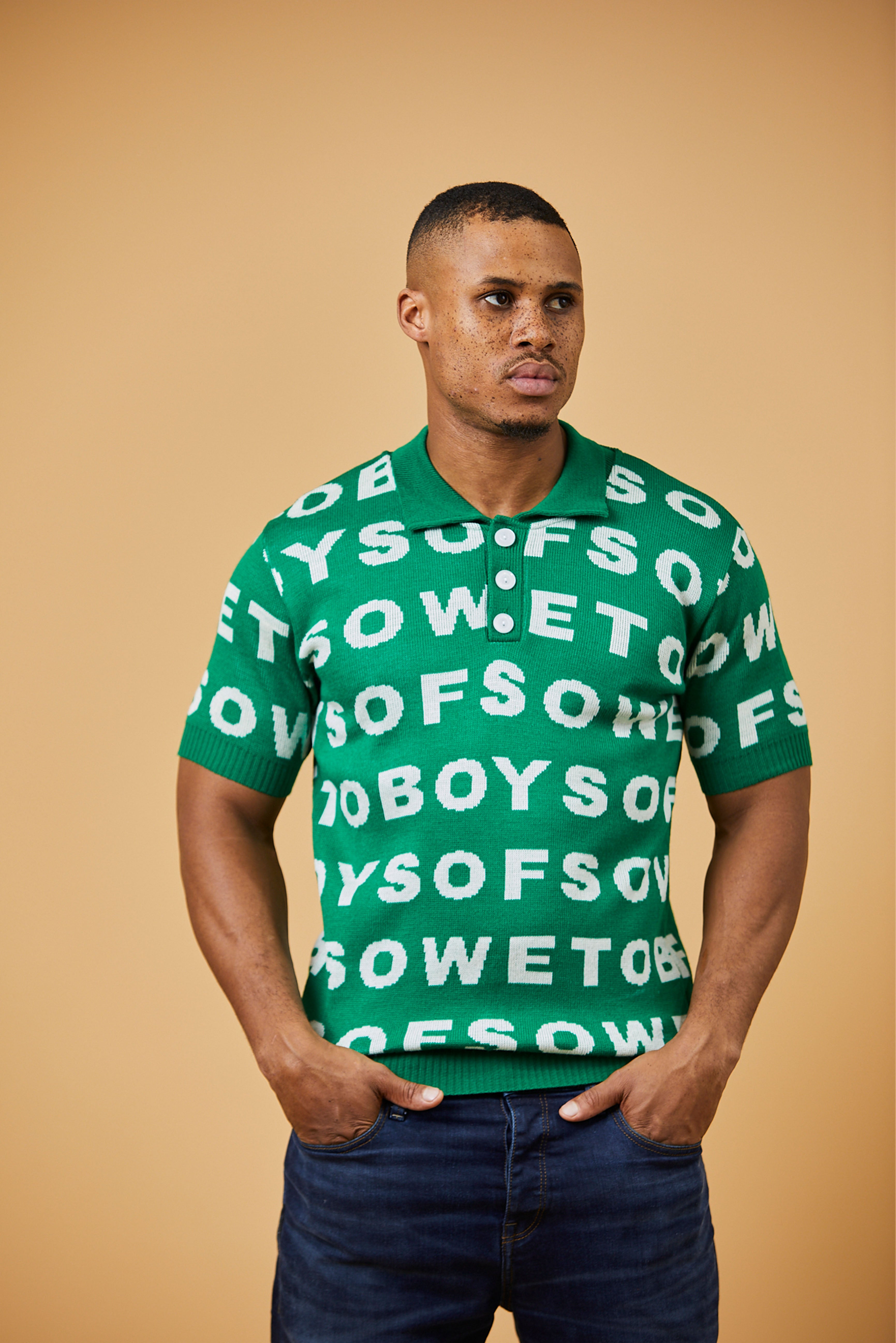 Knit Golf T-shirt - Green & White