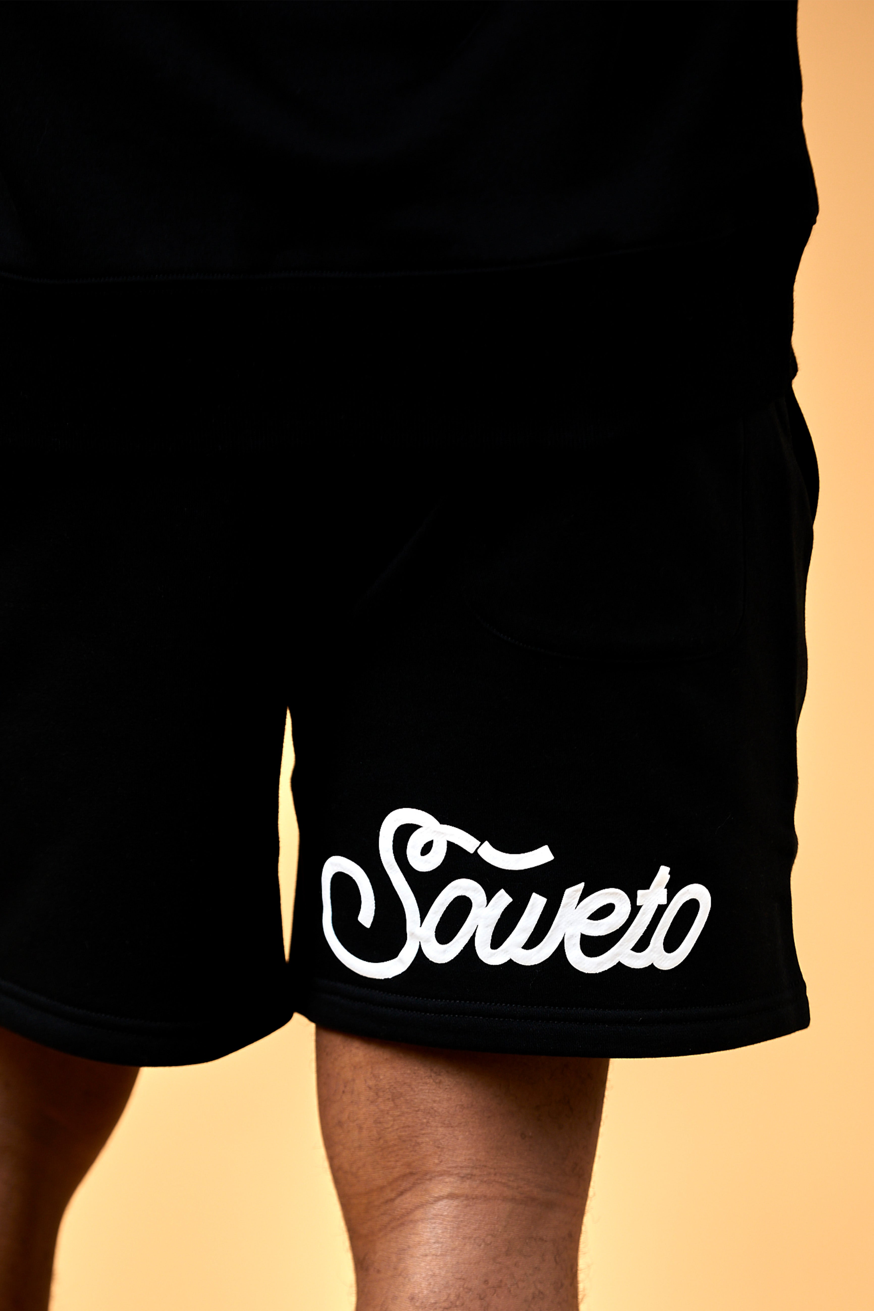 Puff Print Tracksuit Shorts - Black
