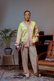 Chunky Eyetest  Cardigan - Rosepink