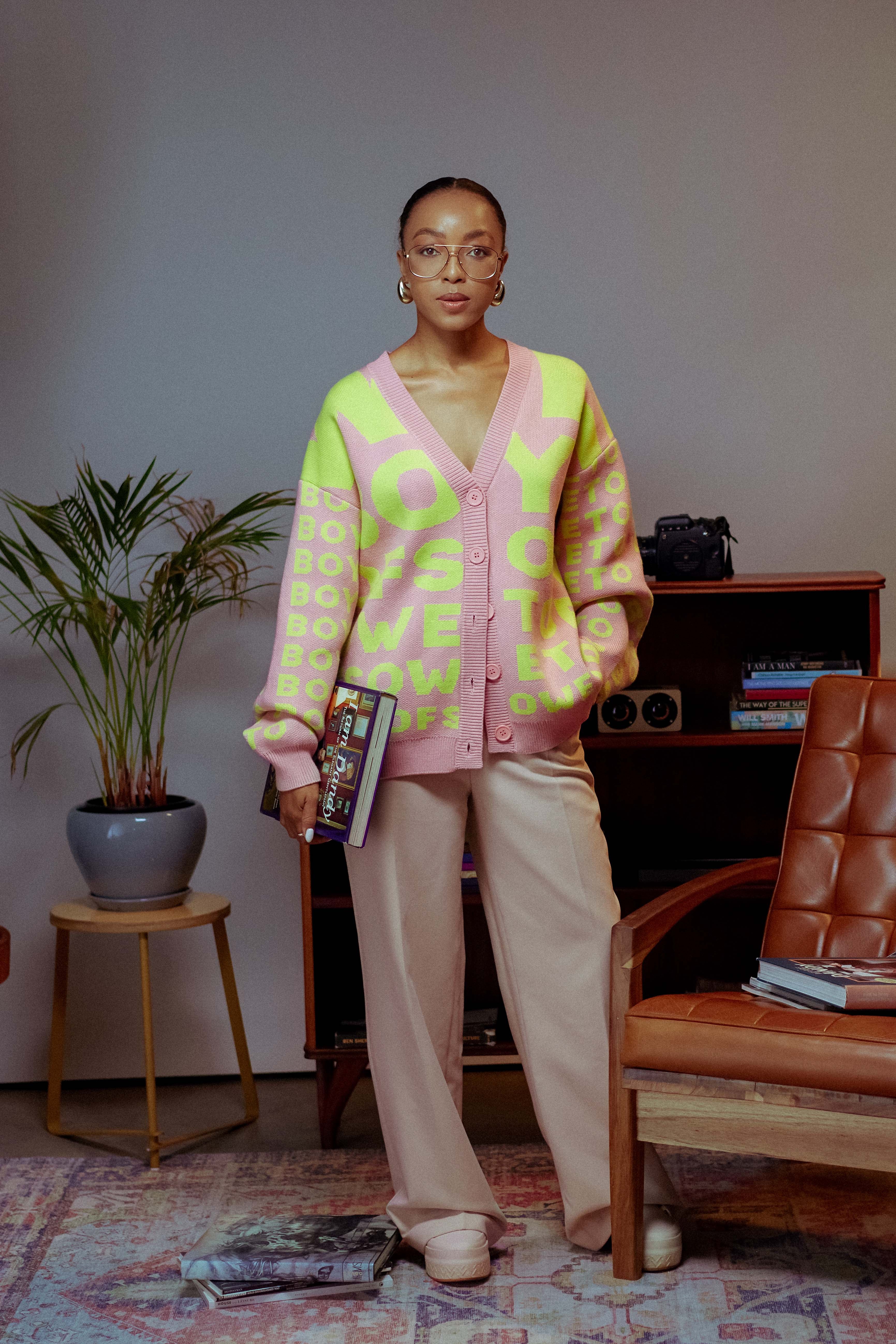 Chunky Eyetest  Cardigan - Rosepink