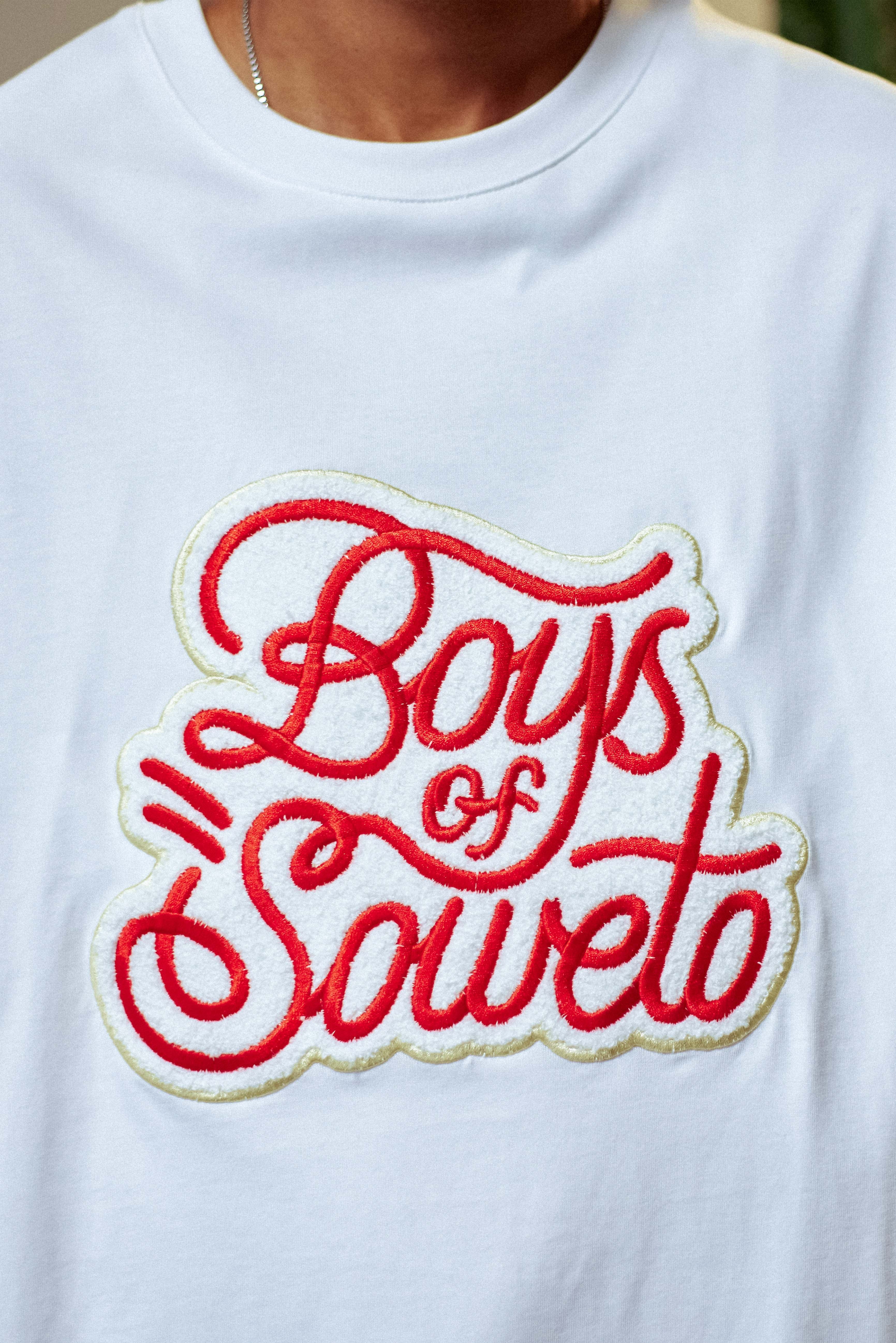 Towel Embroidered T-Shirt - White & Red