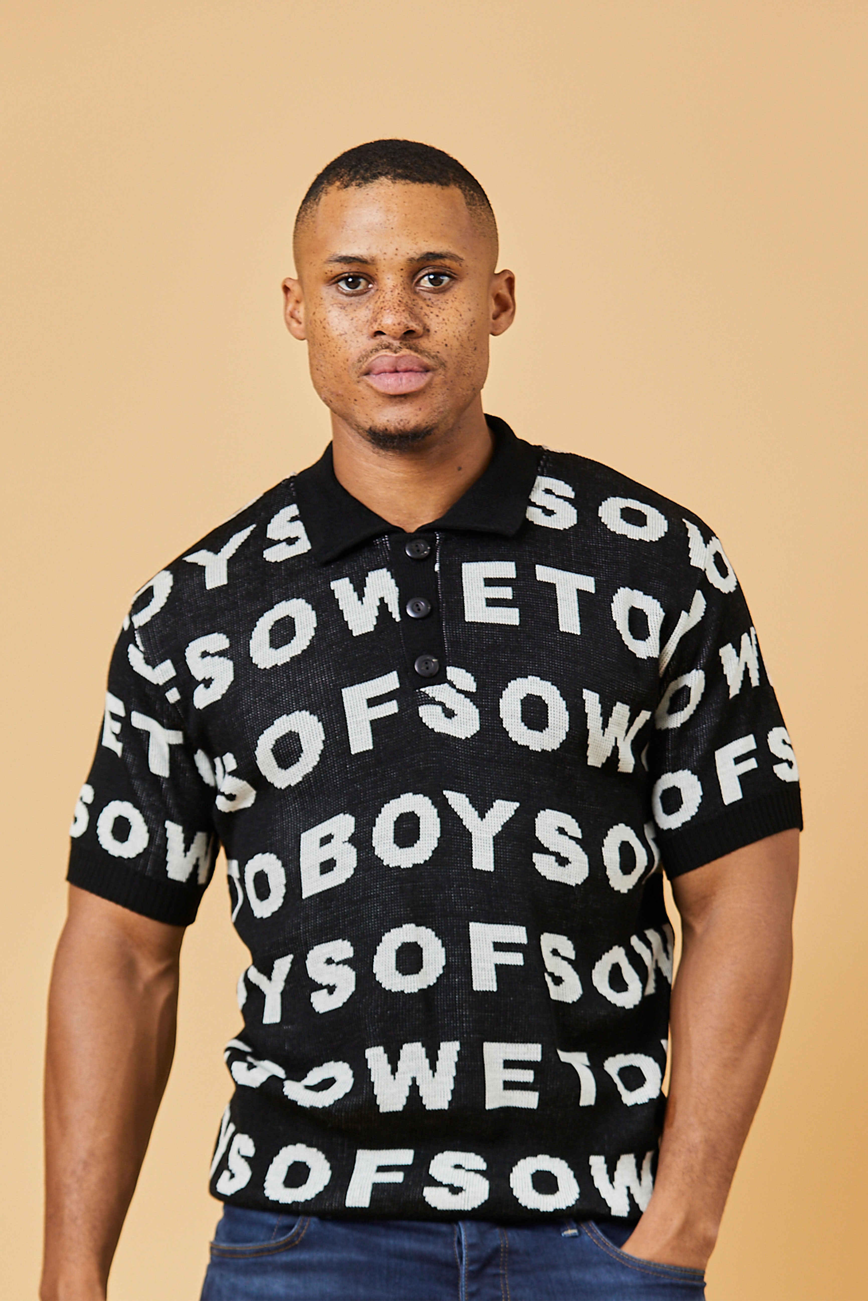 Knit Golf T-shirt - Black & White