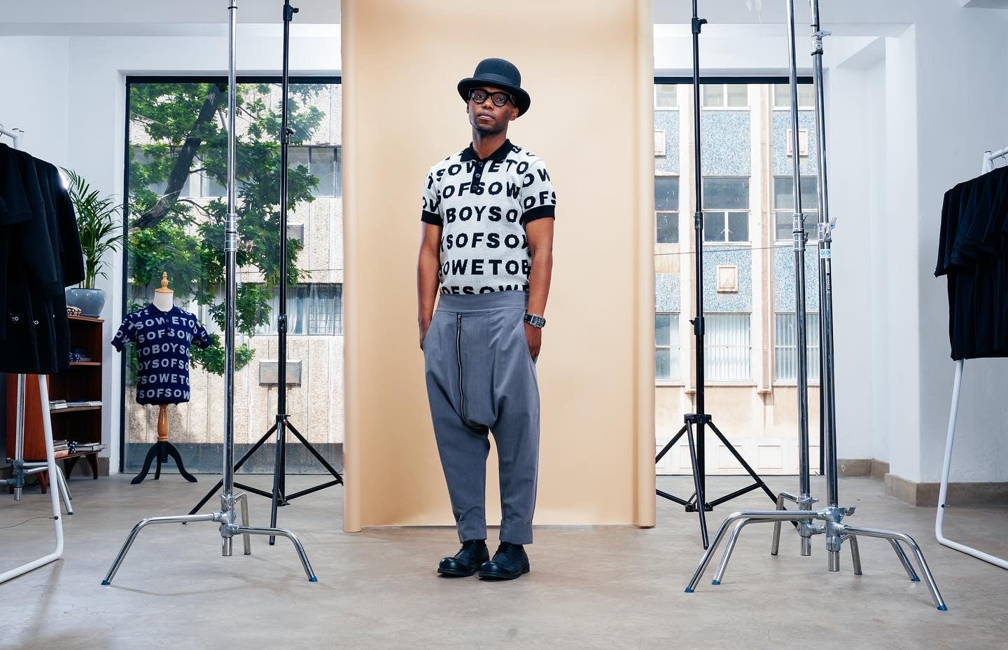 Knit Golf T-shirt - White & Black