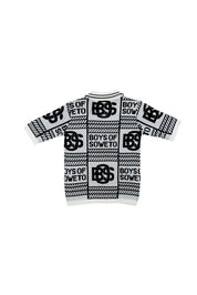 Print Pattern Golf T-shirt - White & Black