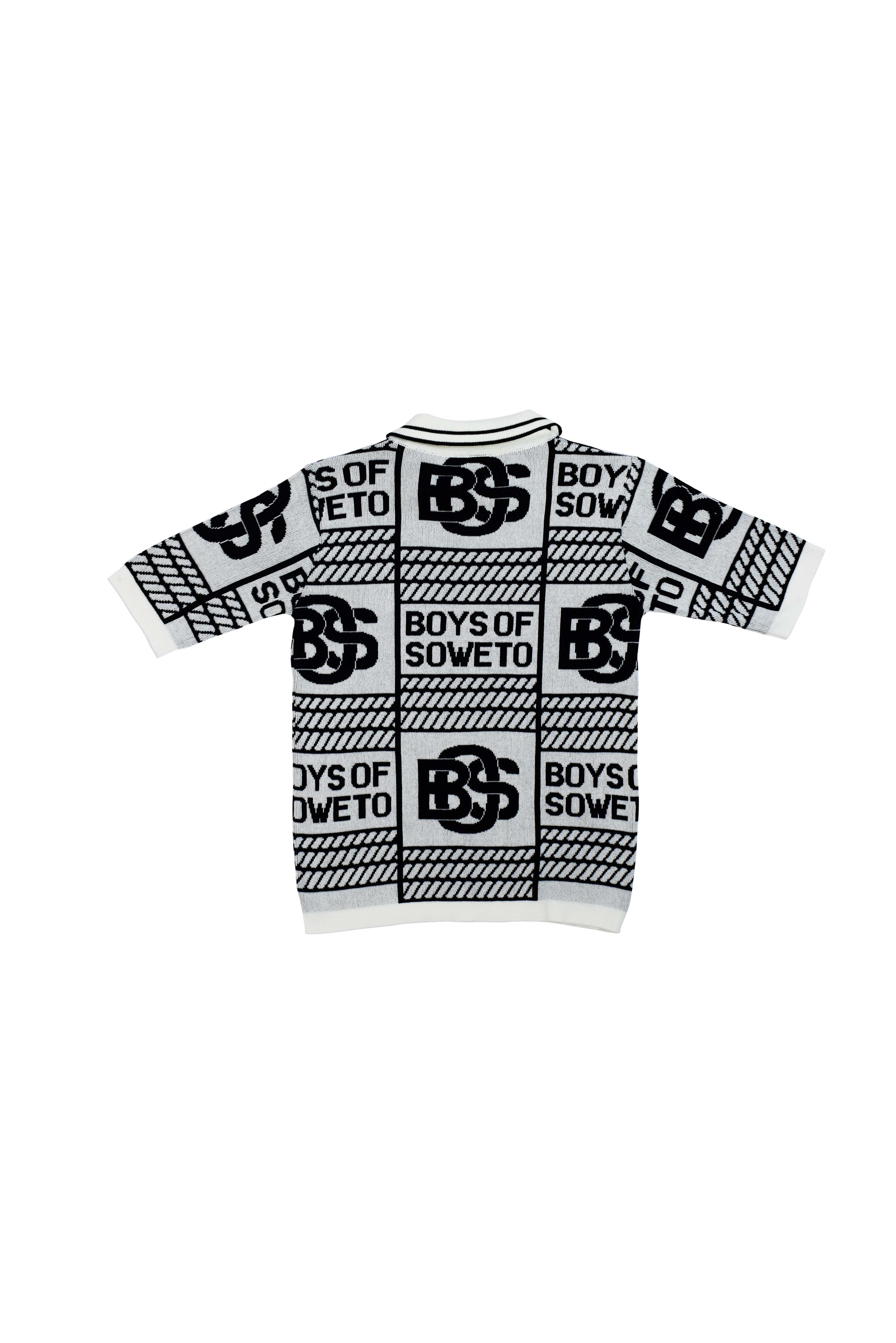Print Pattern Golf T-shirt - White & Black