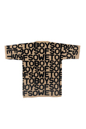 Knit Crew Neck T-shirt - Beige & Black