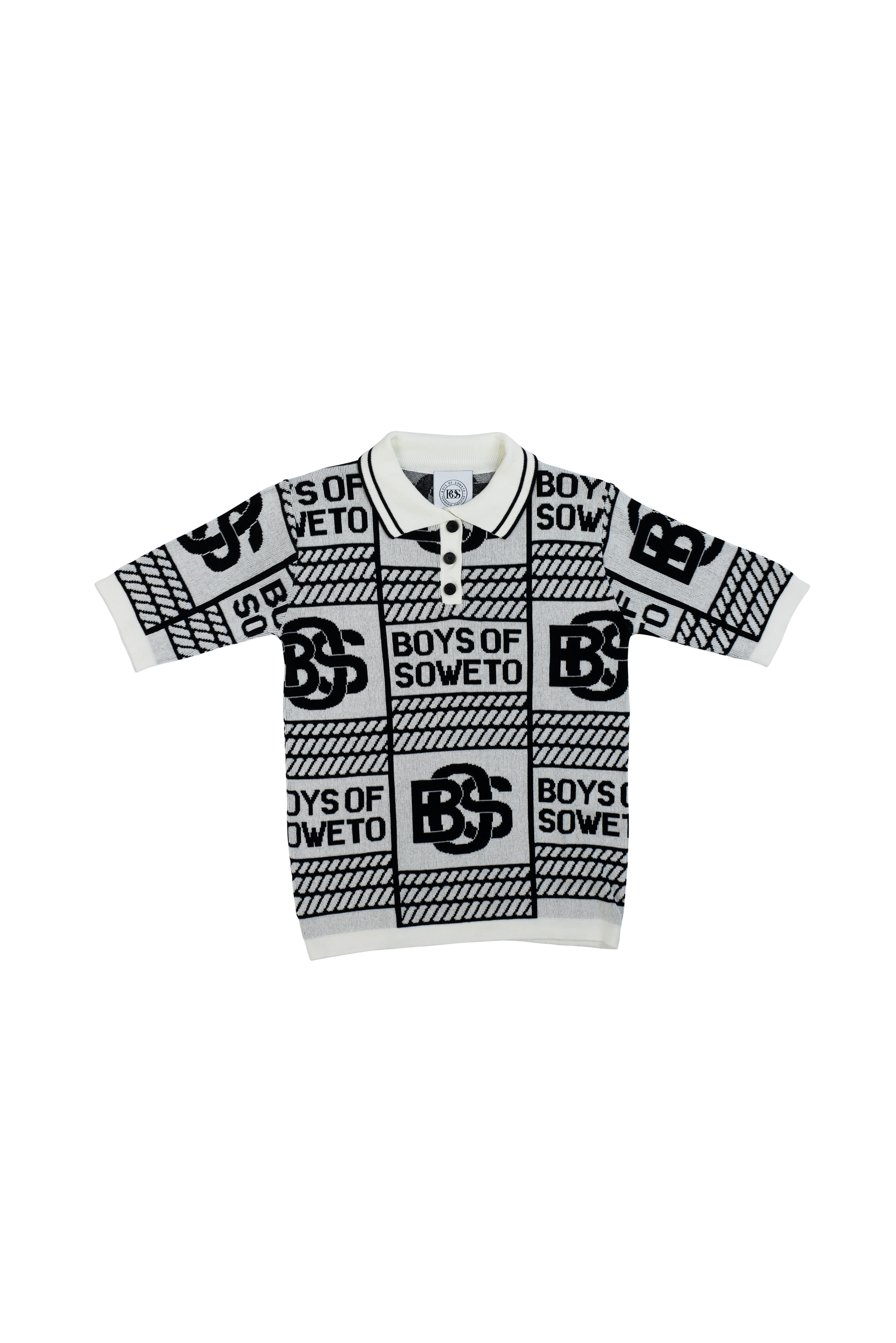 Print Pattern Golf T-shirt - White & Black
