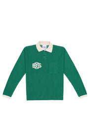 Retro Long sleeve Golf shirt - Green & Ecru
