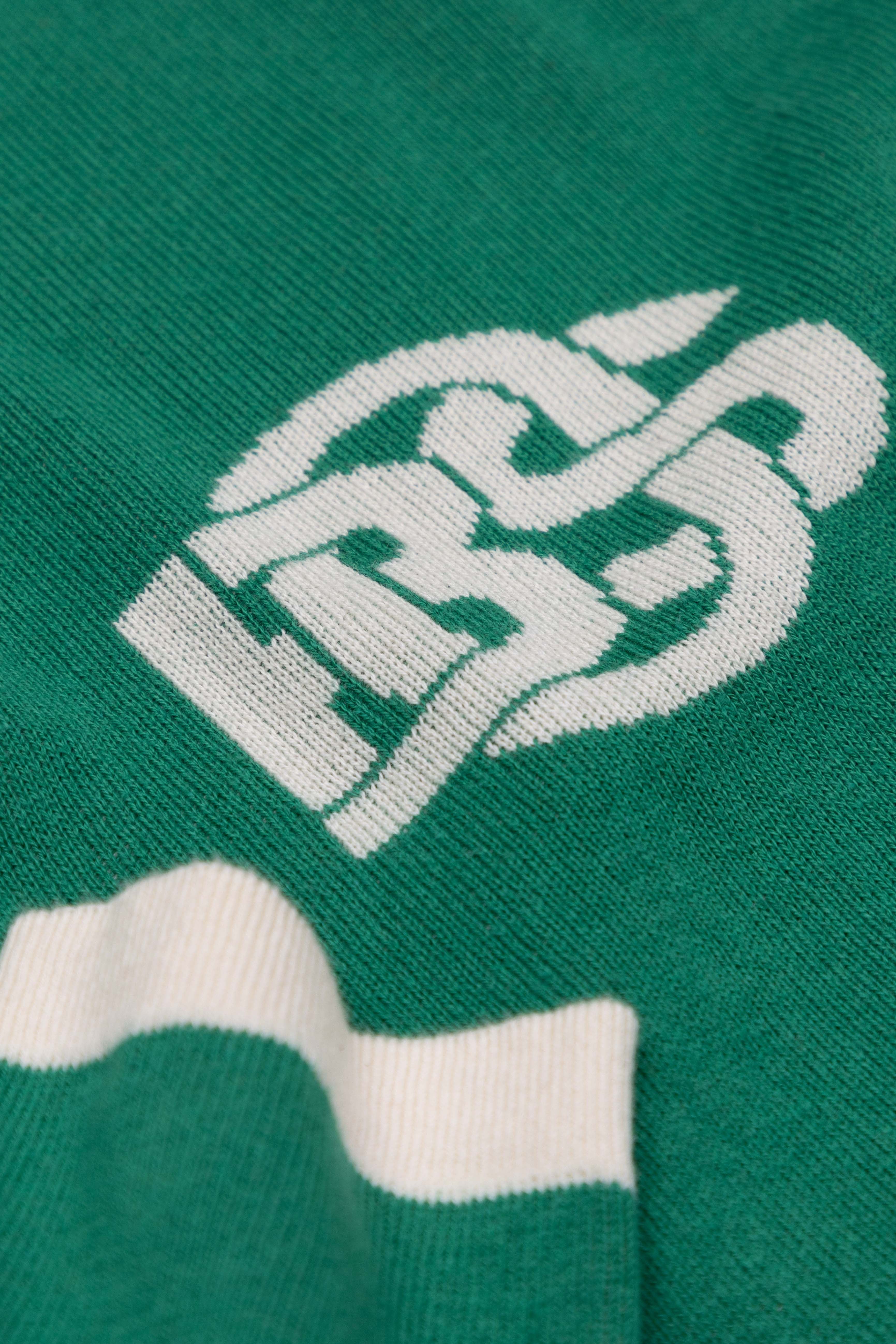 Retro Long sleeve Golf shirt - Green & Ecru
