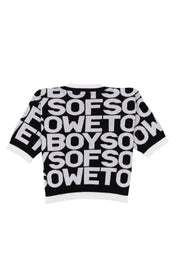 All-Over Print V-Neck Top - Black & White