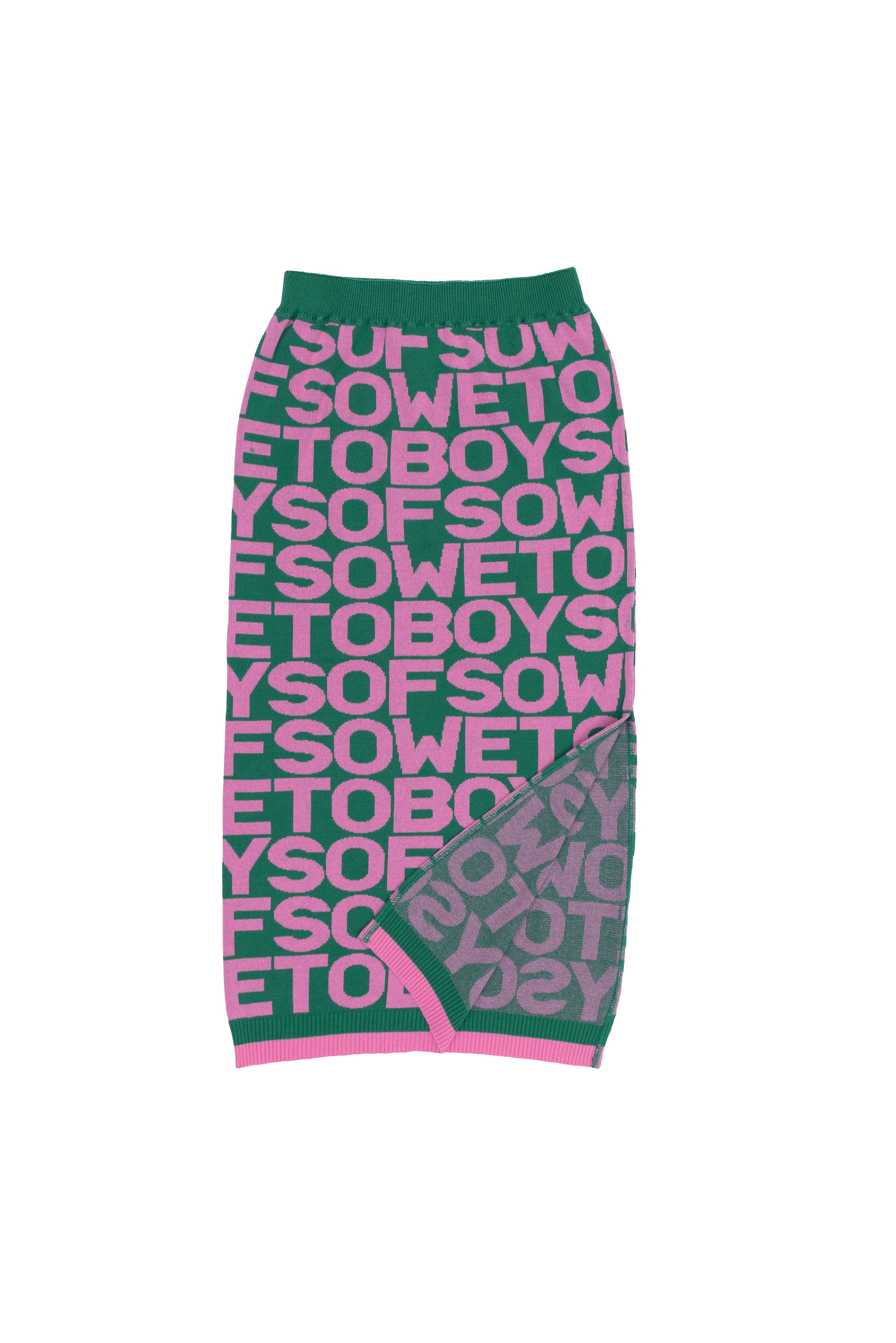 All-Over Print long Skirt - Pink & Green