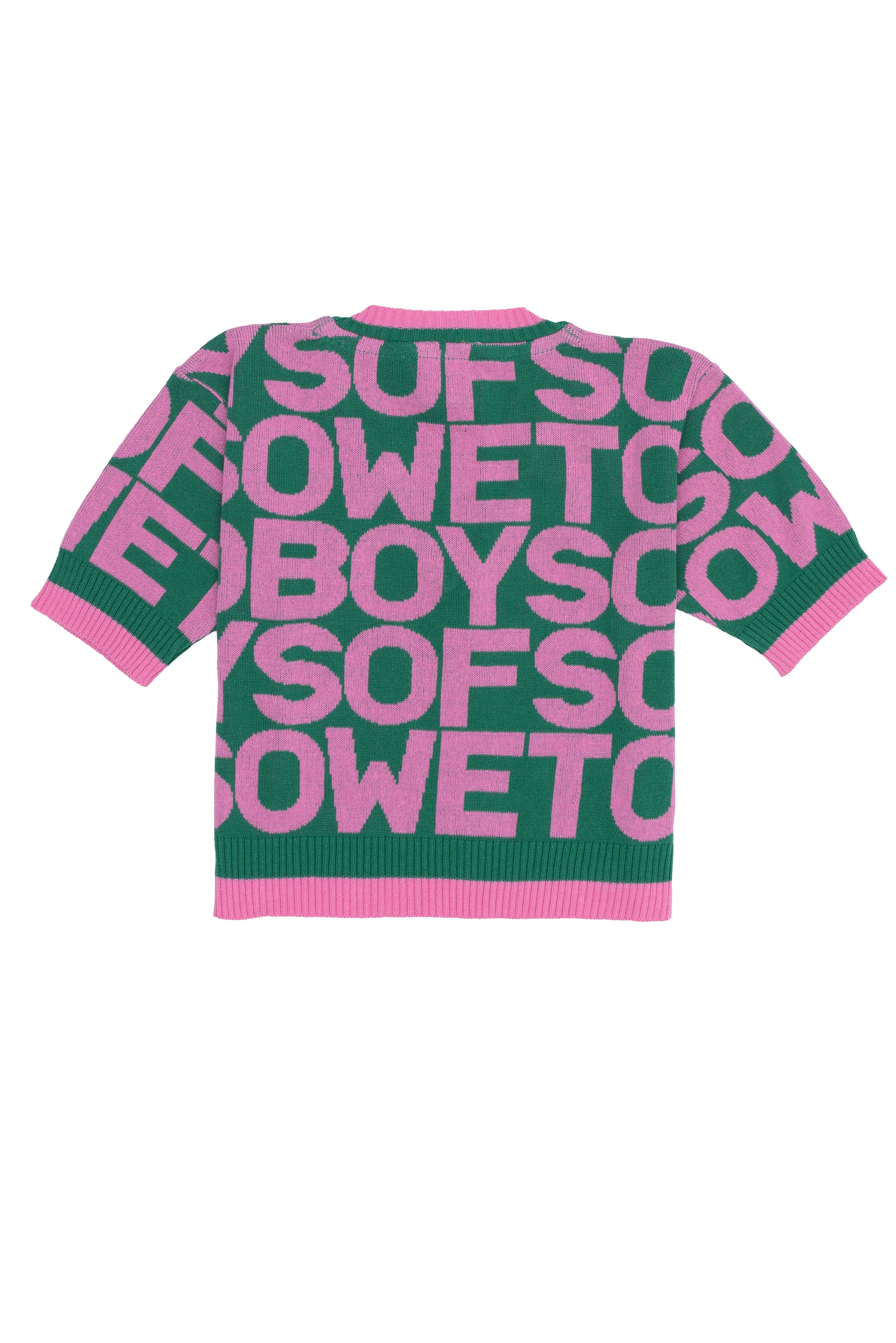 All-Over Print V-Neck Top - Pink & Green