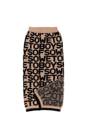 All-Over Print  Long Skirt - Beige & Black