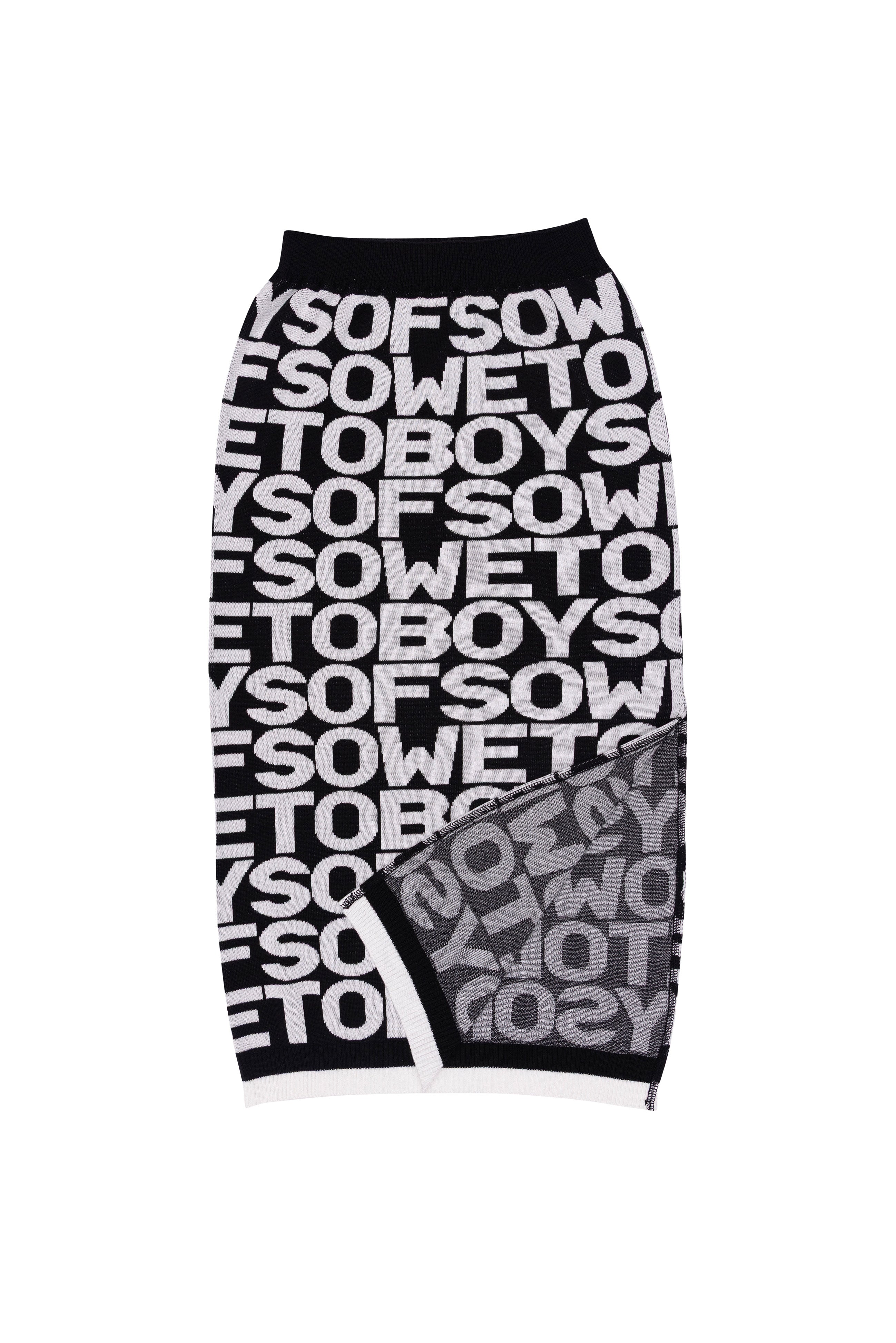 All-Over Print Long Skirt - Black & White