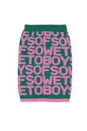All-Over Print Short Skirt - Pink & Green