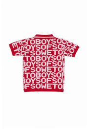BOS Logo Mania Kiddies Knit Golf T-Shirt - Red & White