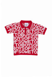 BOS Logo Mania Kiddies Knit Golf T-Shirt - Red & White