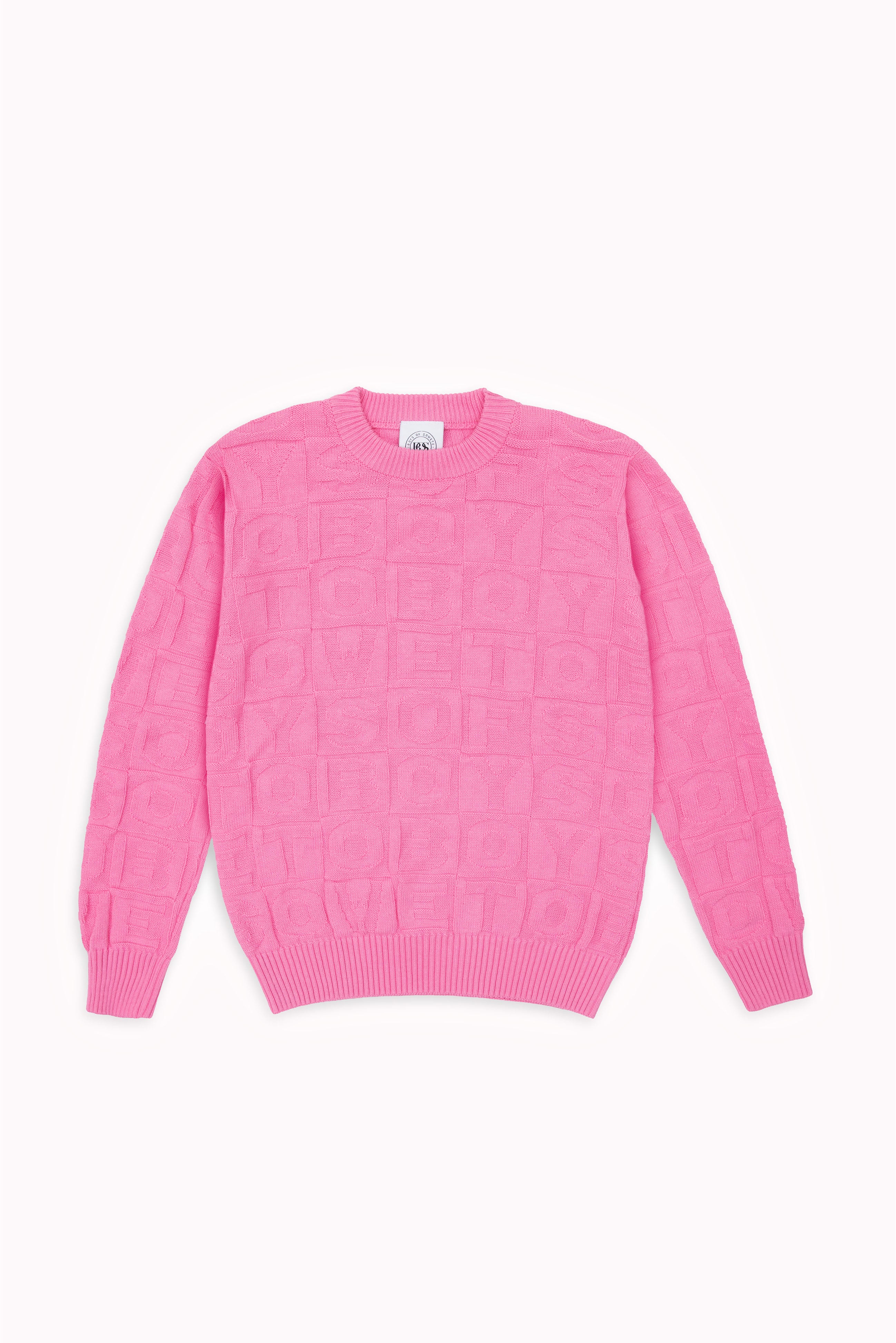 Embossed Crewneck Knit Jumper - Pink
