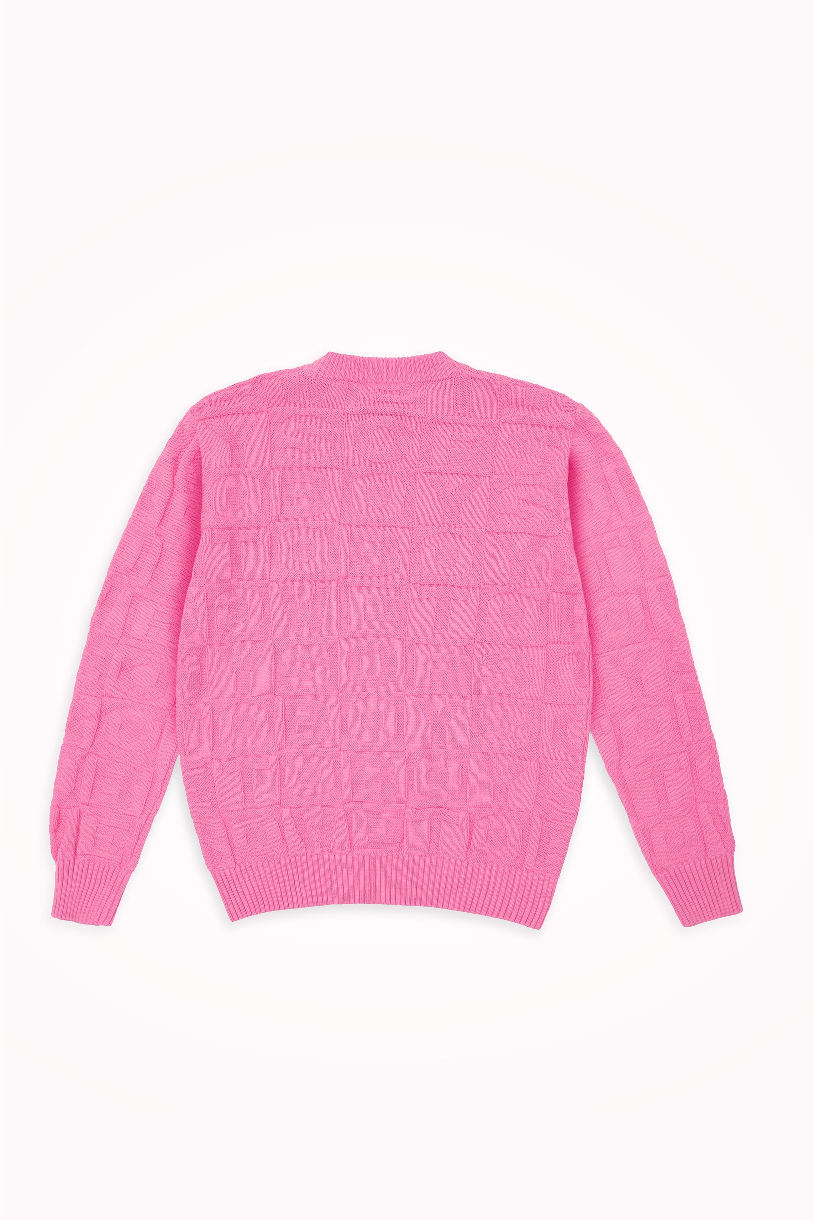 Embossed Crewneck Knit Jumper - Pink