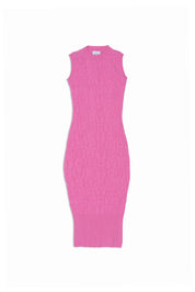 Sleeveless Embossed knit Dress- Pink