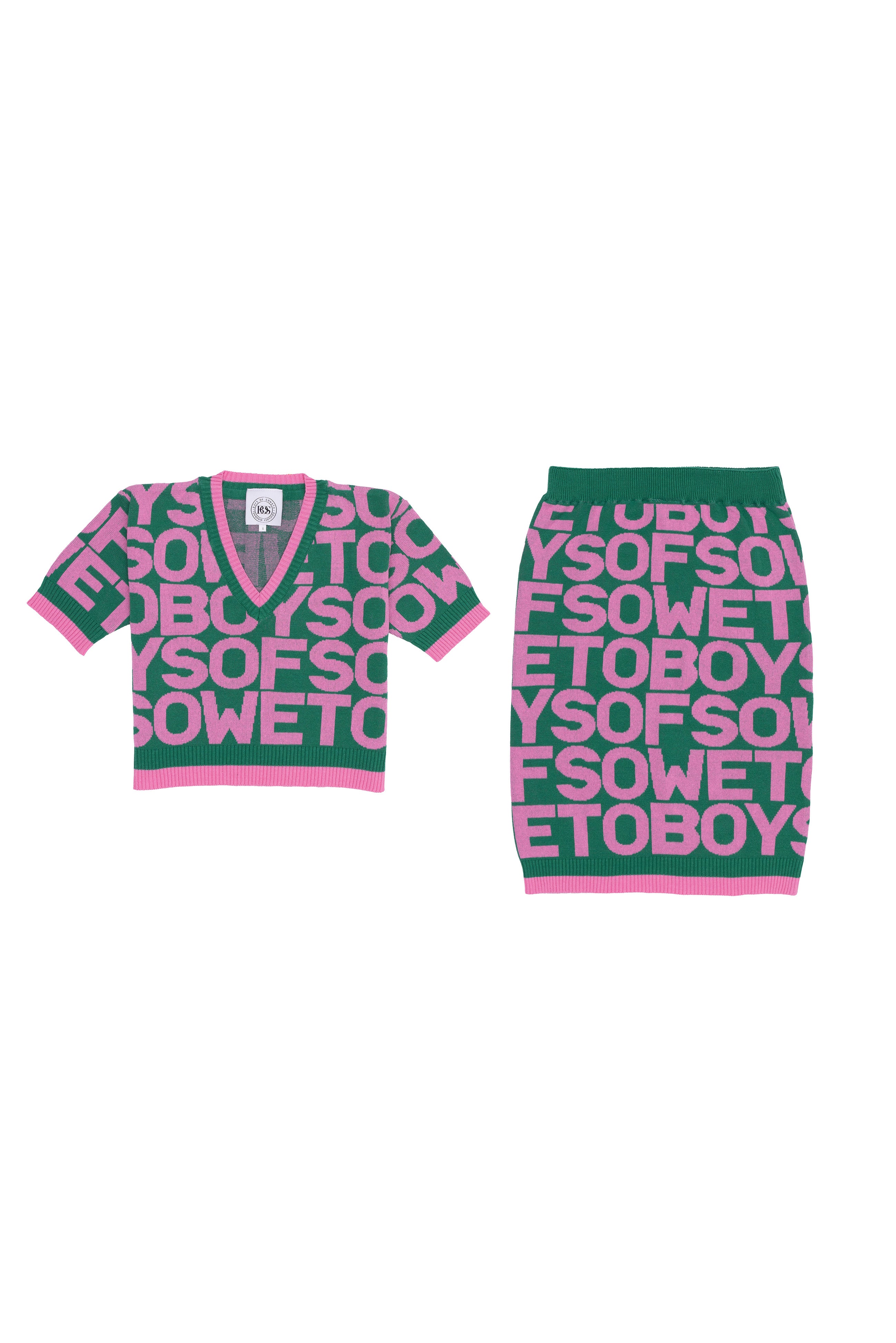 All-Over Print Short Skirt - Pink & Green