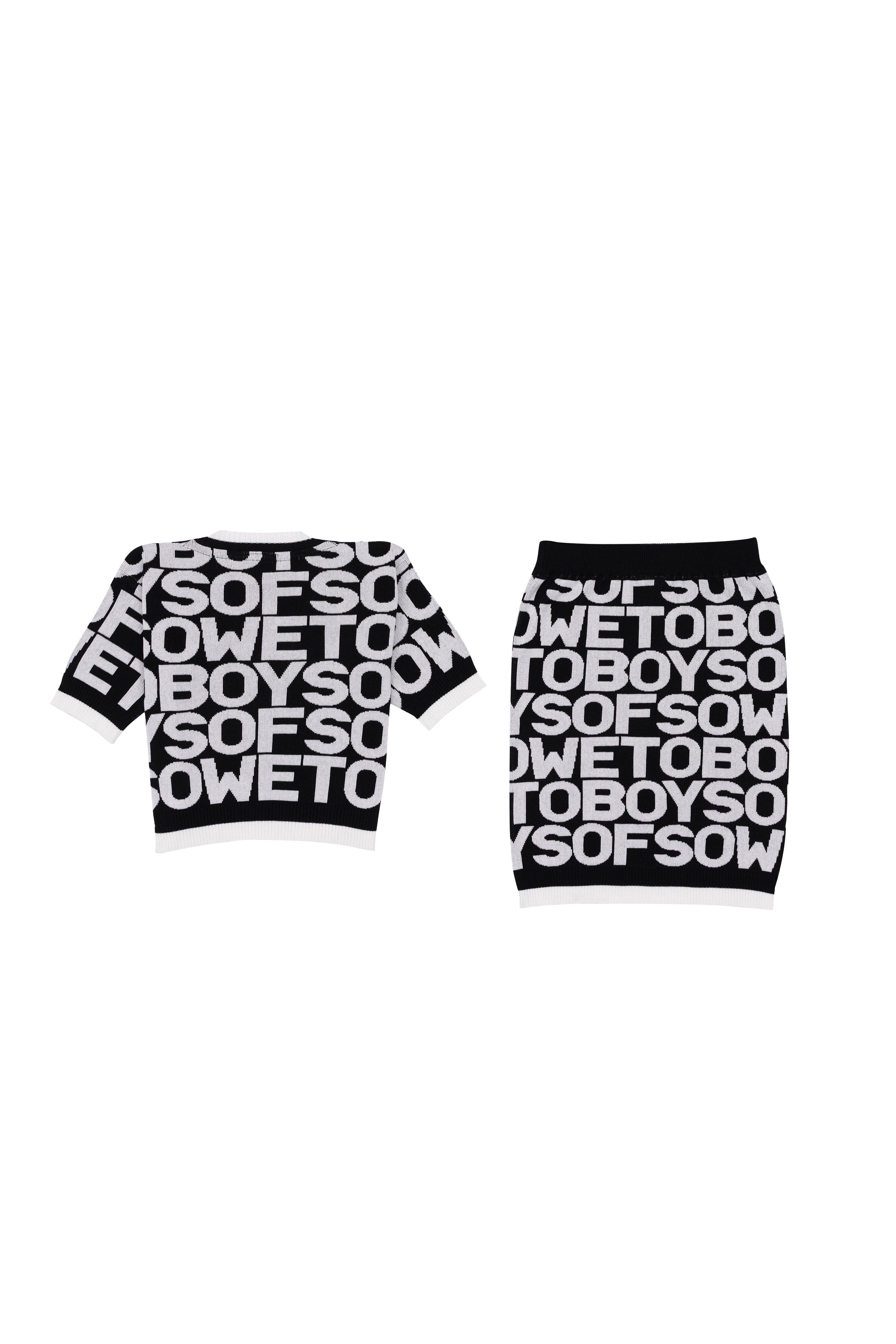 All-Over Print Short Skirt - Black & White