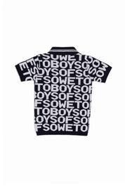 BOS Logo Mania Kiddies Knit Golf T-Shirt - Black & White