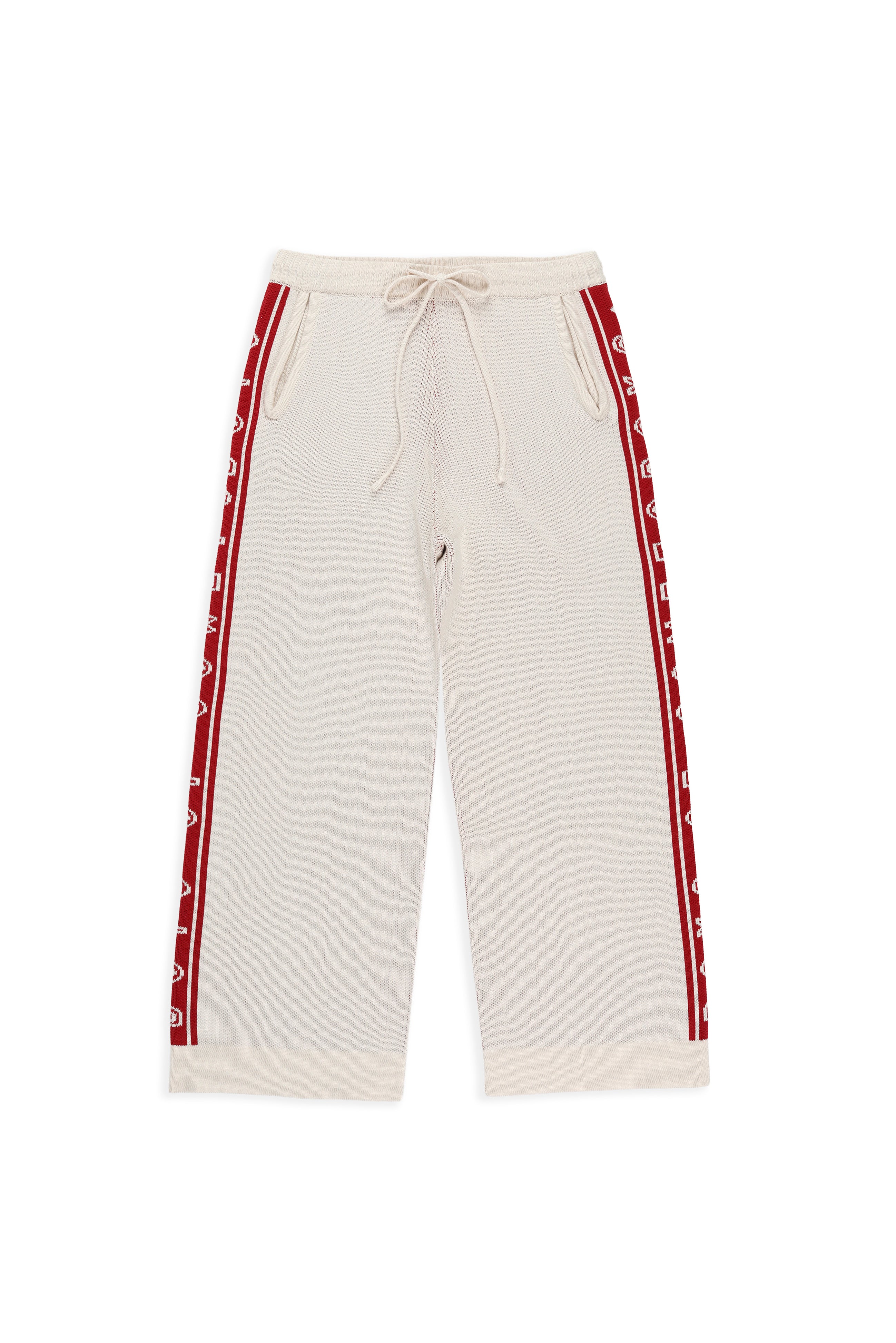 Cozy Knitwear Pants - Ecru & Red
